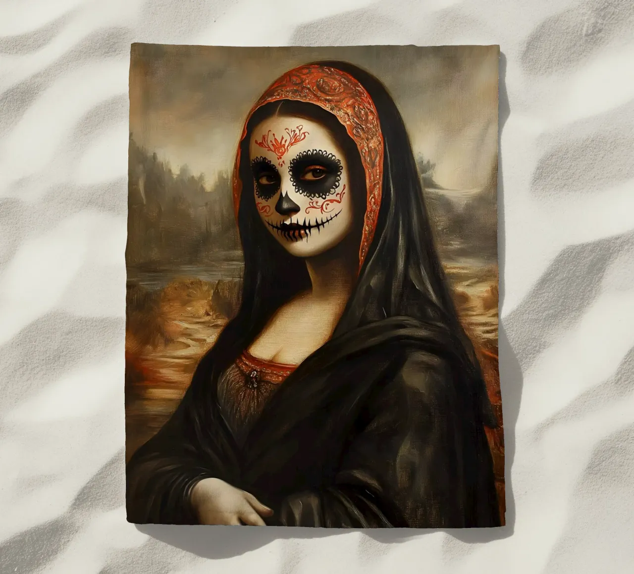Monna Lisa per celebrare i morti telo mare da M-Ulrich-Digital Art