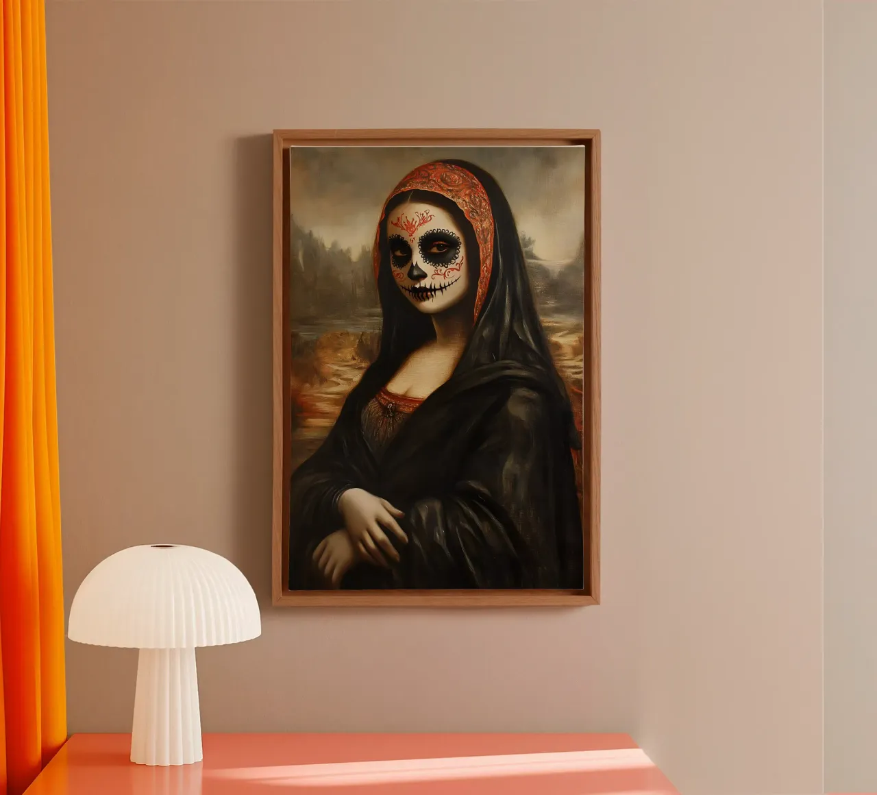 Mona Lisa om de doden te vieren canvas met Baklijst van M-Ulrich-Digital Art