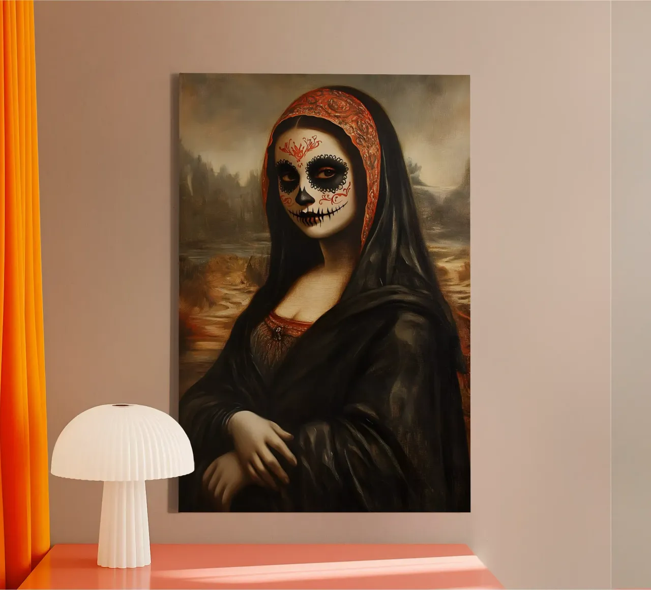 Mona Lisa om de doden te vieren canvas met Baklijst van M-Ulrich-Digital Art