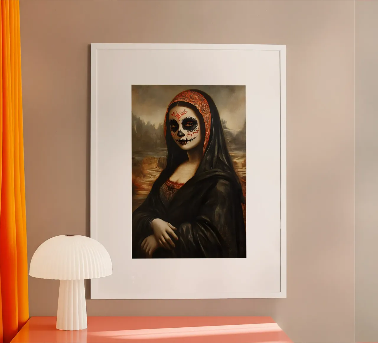 Mona Lisa to celebrate the dead poster by M-Ulrich-Digital Art