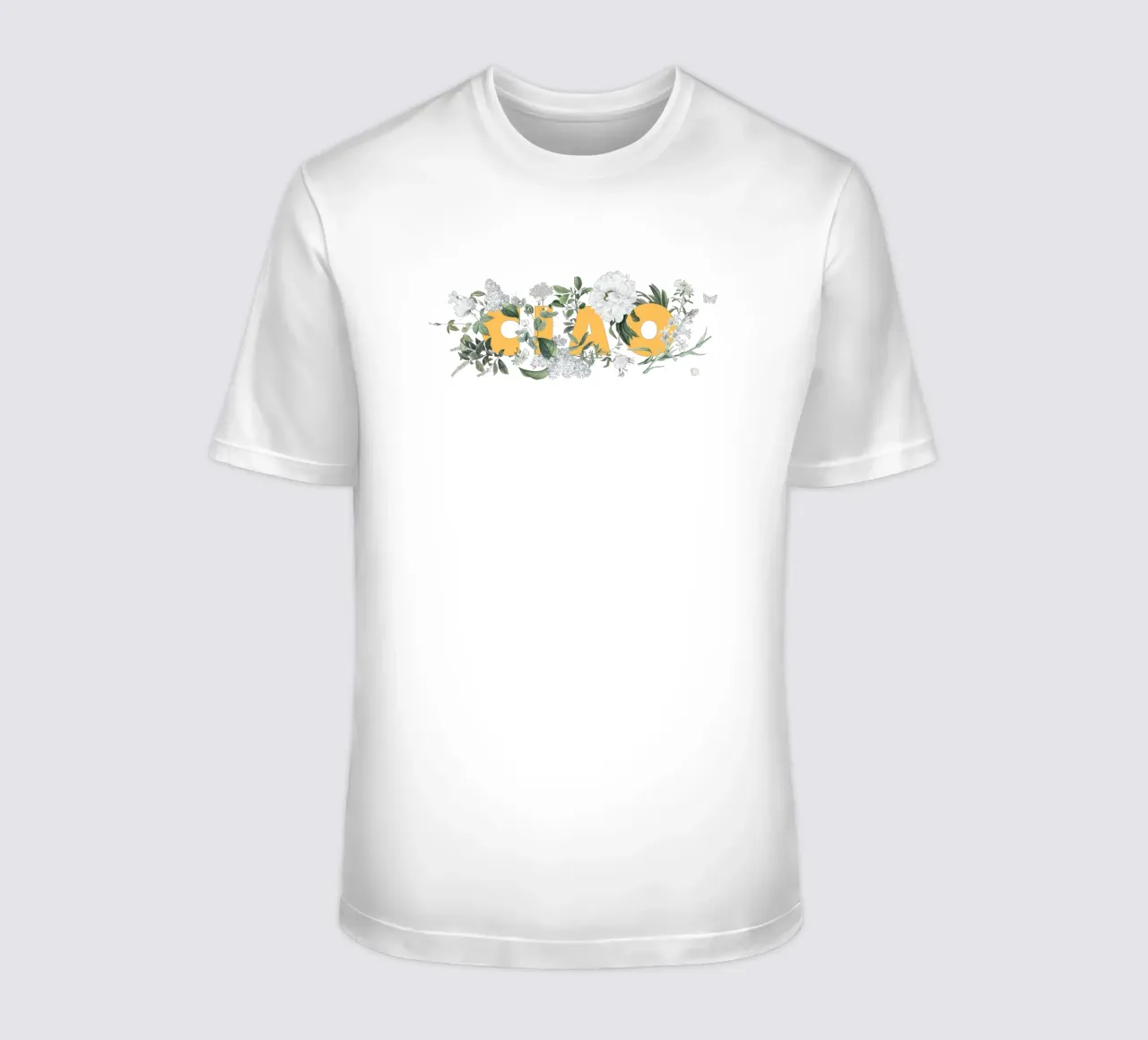 Ciao Fiori e Insetti Giallo Bianco t-shirt da Studio Frances M