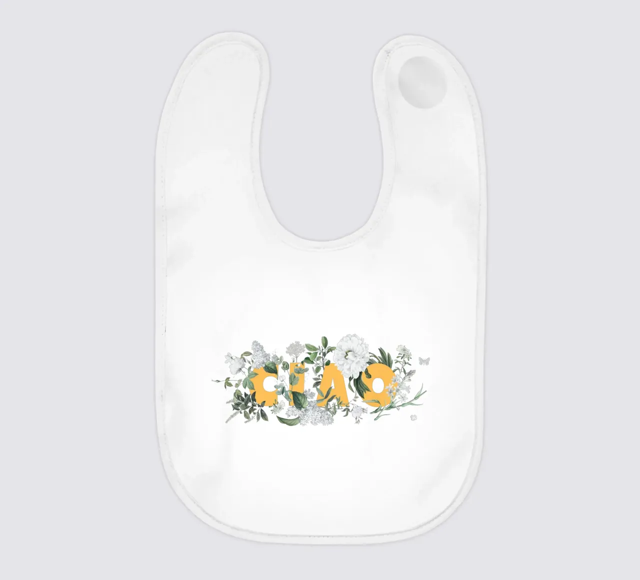 Ciao Fiori e Insetti Giallo Bianco bavaglino da Studio Frances M