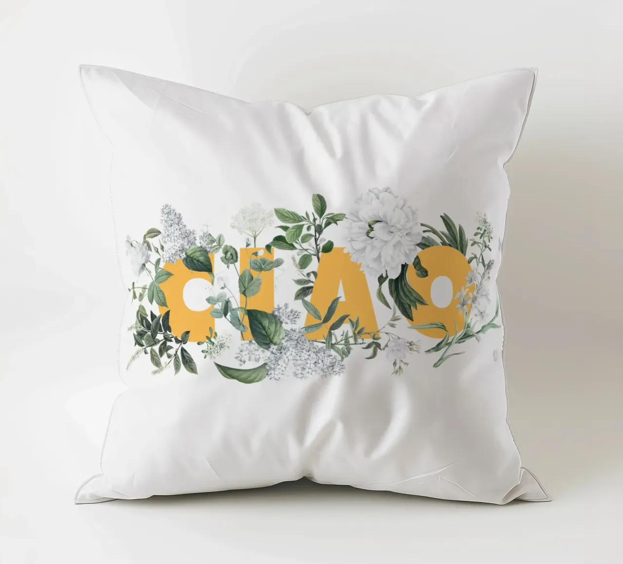 Ciao Fiori e Insetti Giallo Bianco cuscino da Studio Frances M