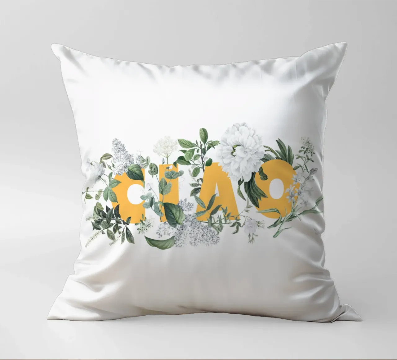 Ciao Fiori e Insetti Giallo Bianco cuscino da Studio Frances M