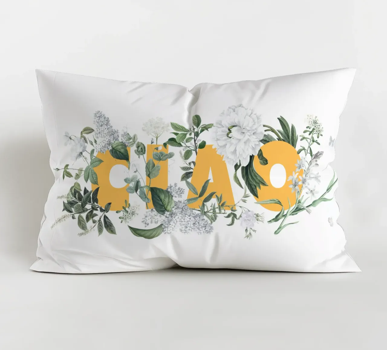 Ciao Fiori e Insetti Giallo Bianco cuscino da Studio Frances M