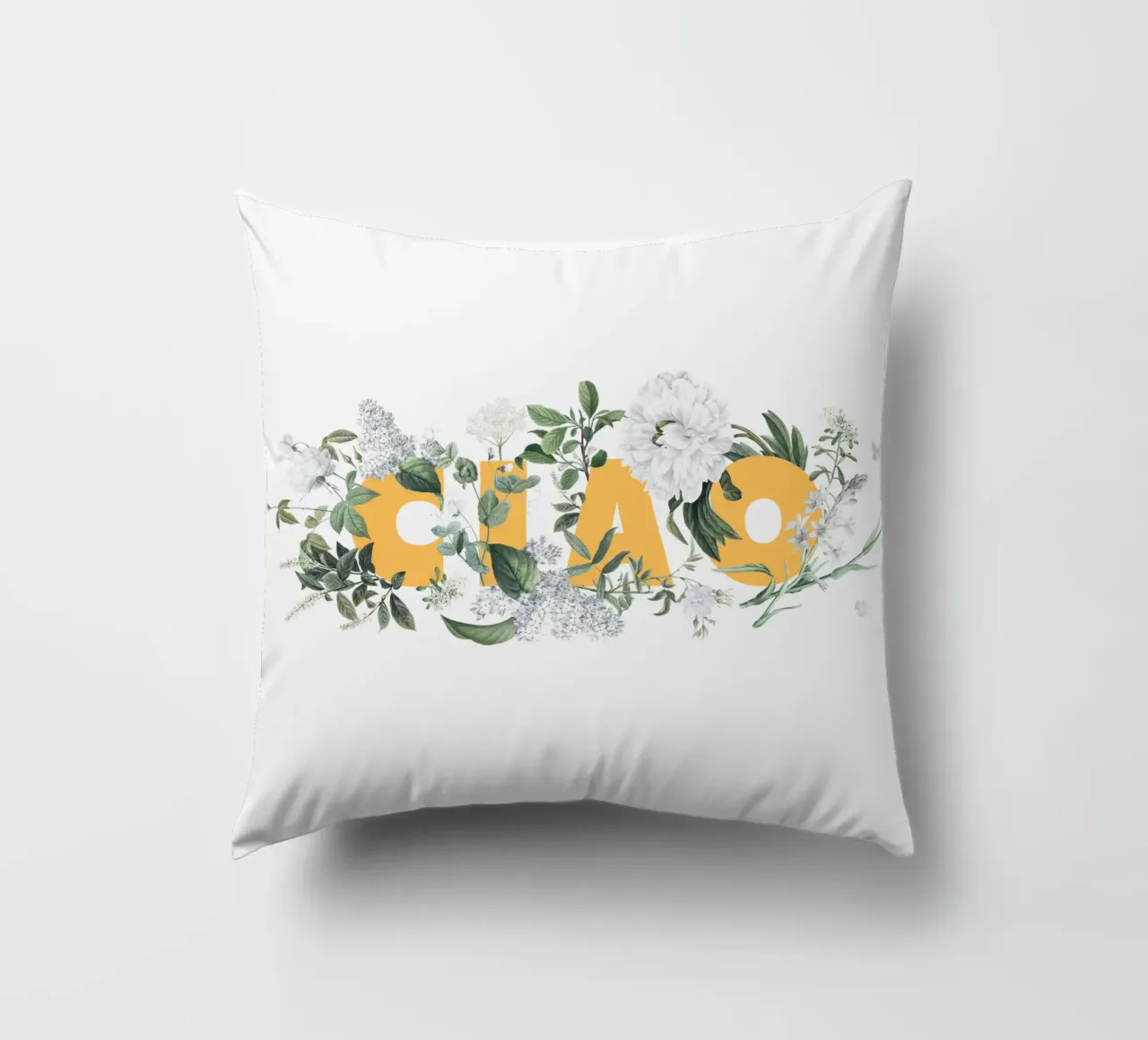 Ciao Fiori e Insetti Giallo Bianco cuscino da Studio Frances M