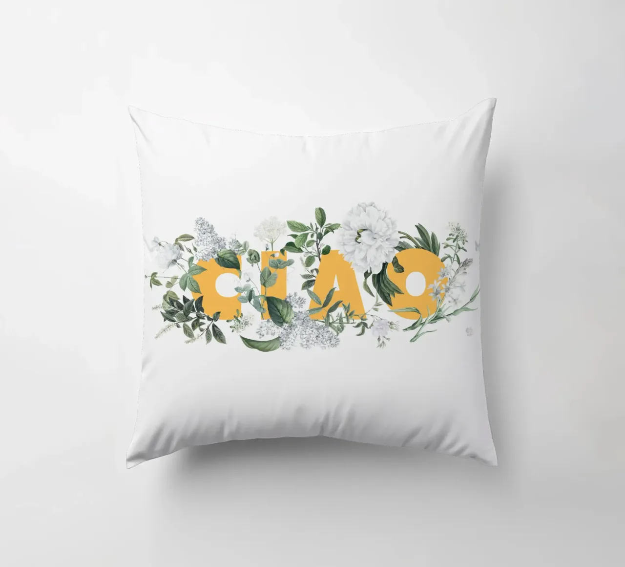 Ciao Fiori e Insetti Giallo Bianco cuscino da Studio Frances M