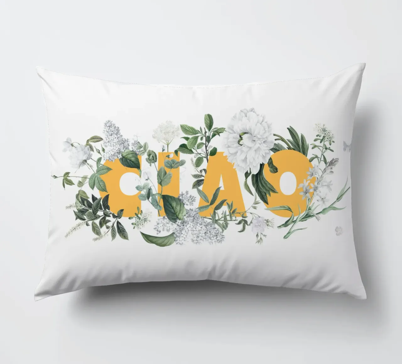 Ciao Fiori e Insetti Giallo Bianco cuscino da Studio Frances M