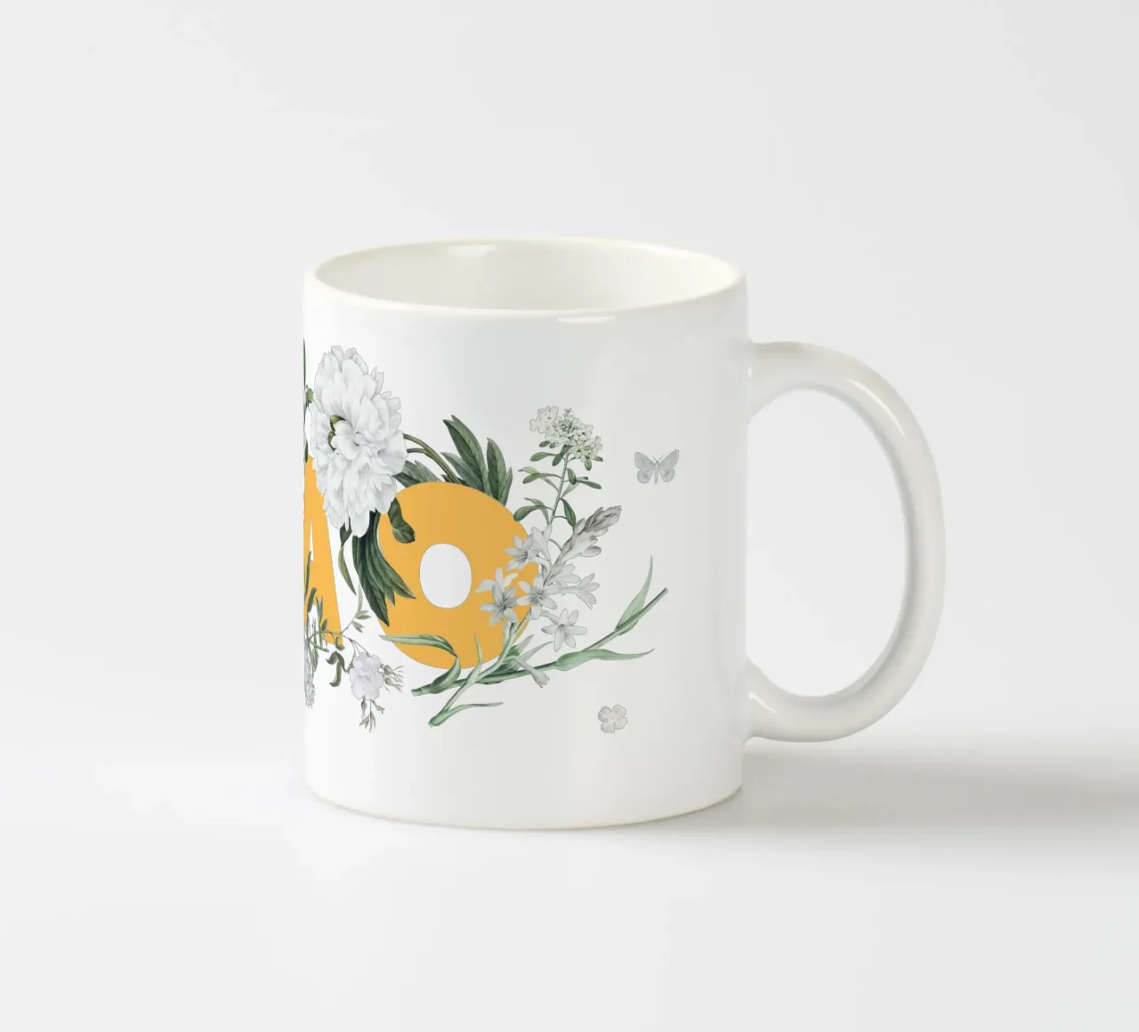 Ciao Fleurs & Insectes Jaune Blanc mug en céramique de Studio Frances M