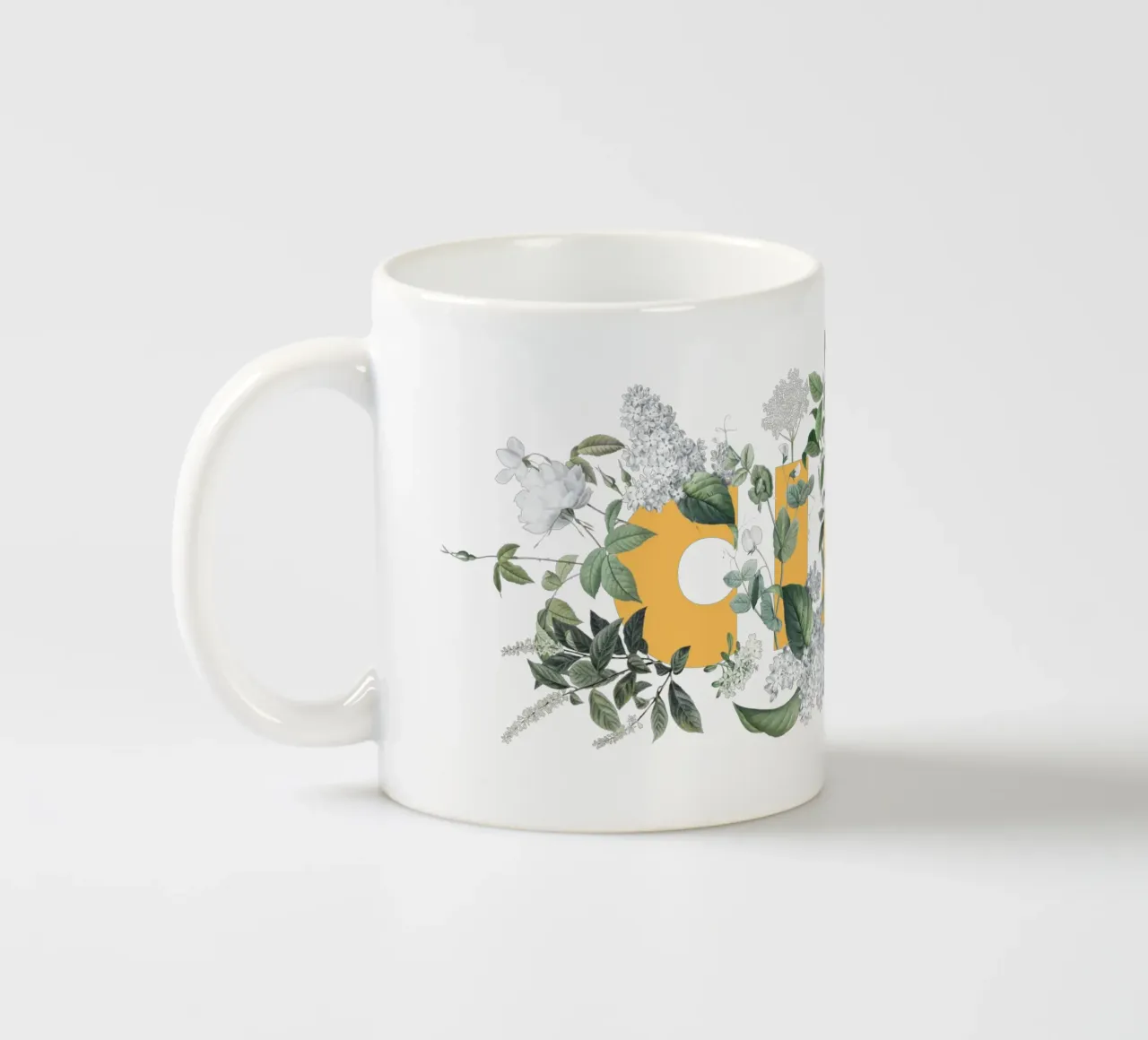 Ciao Fleurs & Insectes Jaune Blanc mug en céramique de Studio Frances M