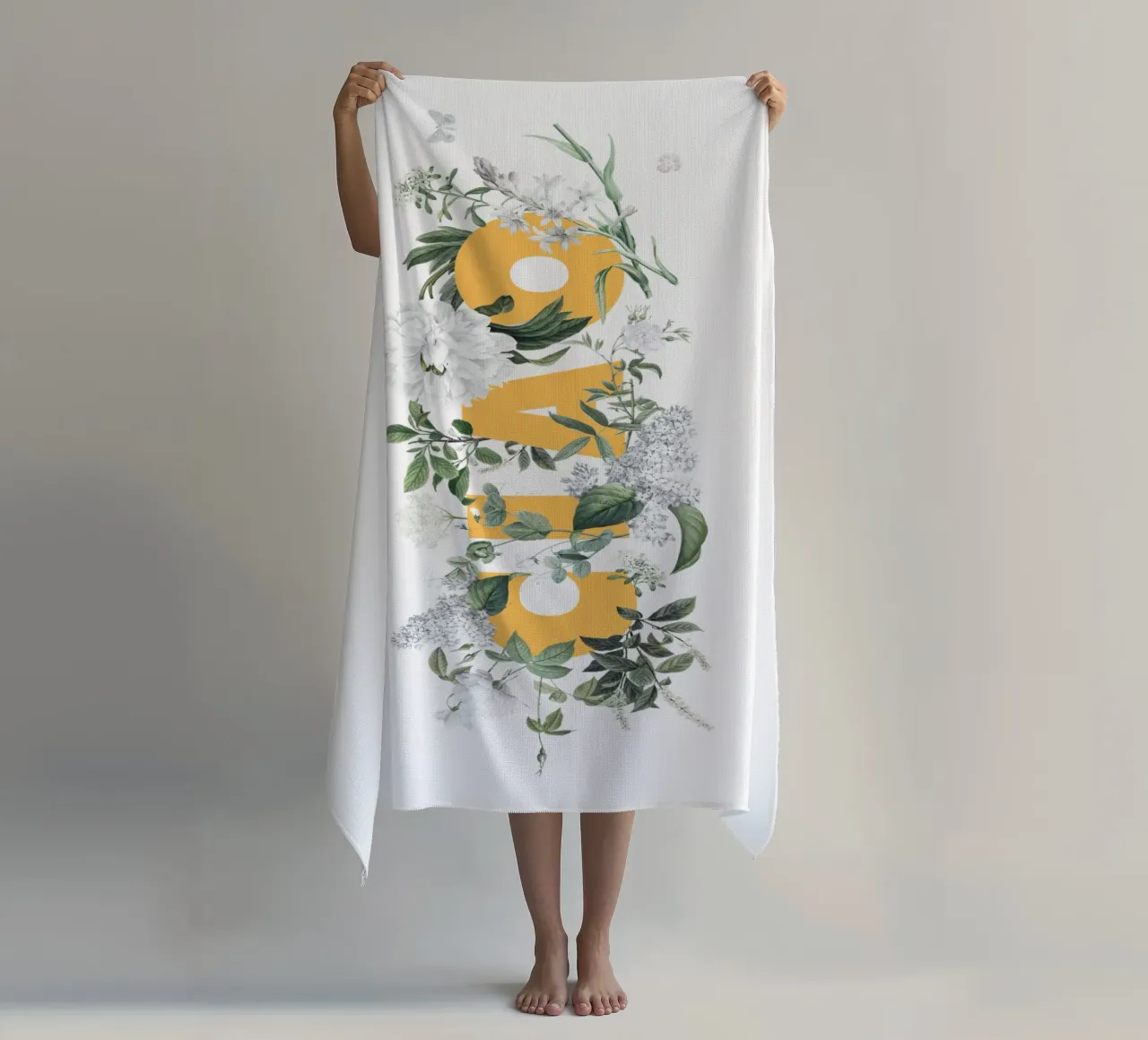 Ciao Fiori e Insetti Giallo Bianco telo mare da Studio Frances M