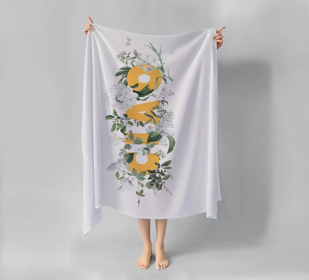 Ciao Fiori e Insetti Giallo Bianco telo mare da Studio Frances M