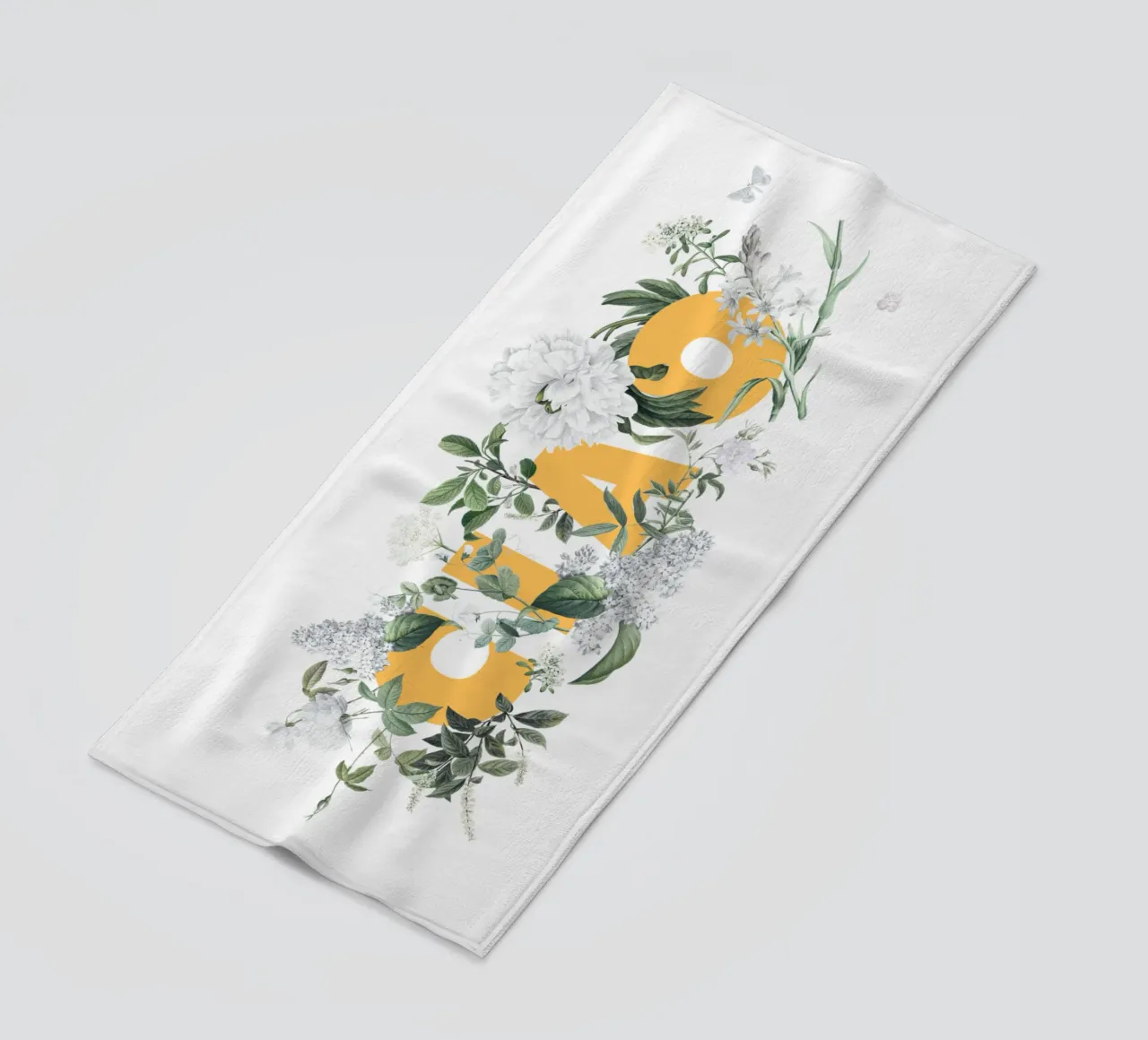 Ciao Fiori e Insetti Giallo Bianco telo mare da Studio Frances M
