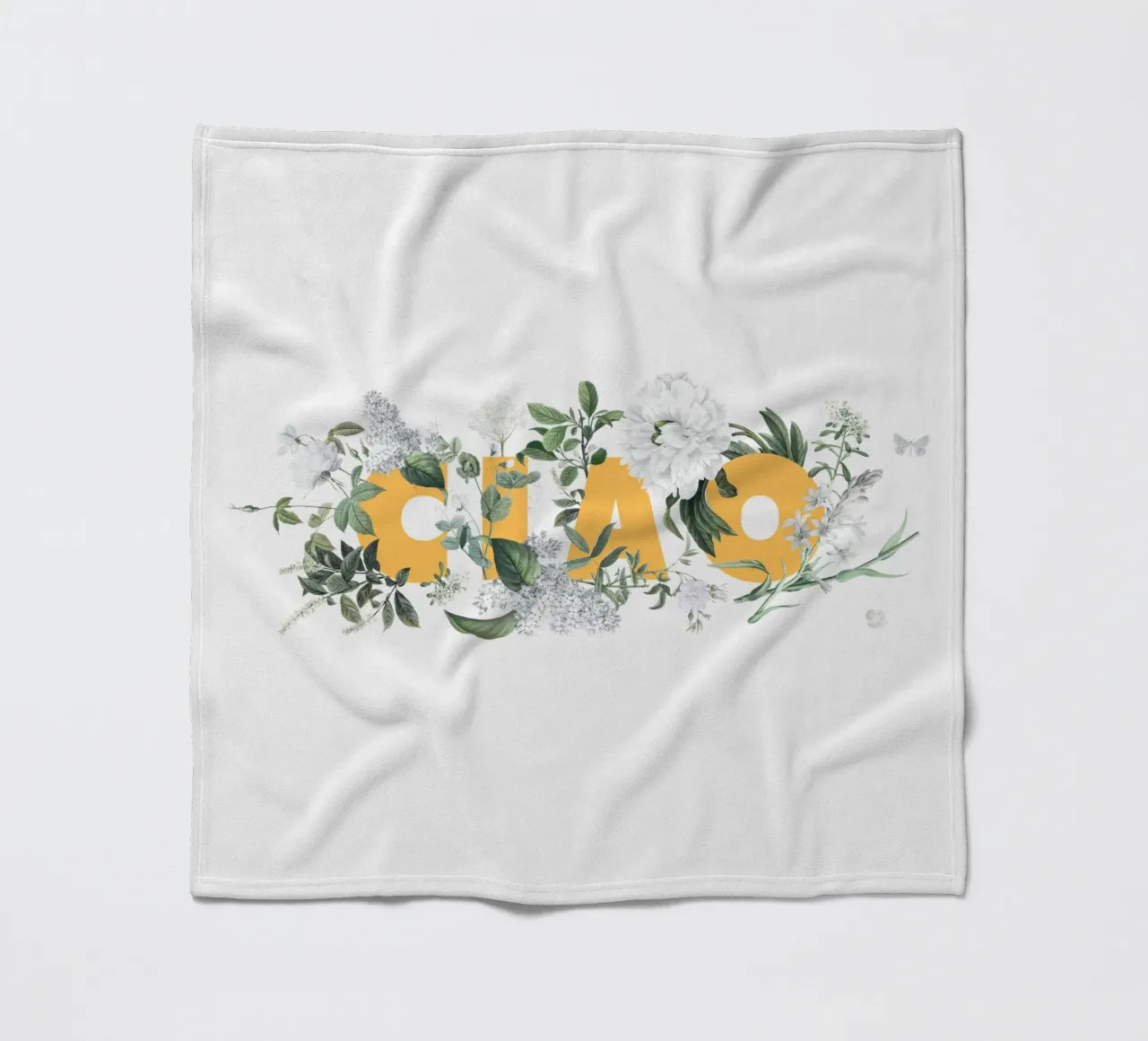 Ciao Fiori e Insetti Giallo Bianco coperta in pile da Studio Frances M