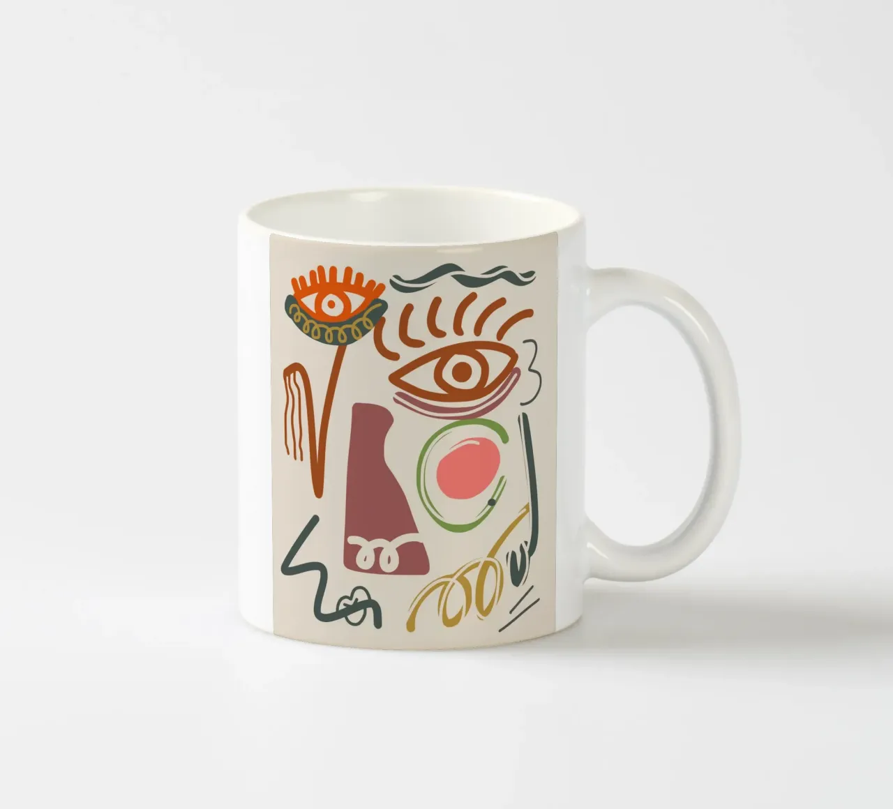 Line art massimalista 04 tazza in ceramica da Little Dean