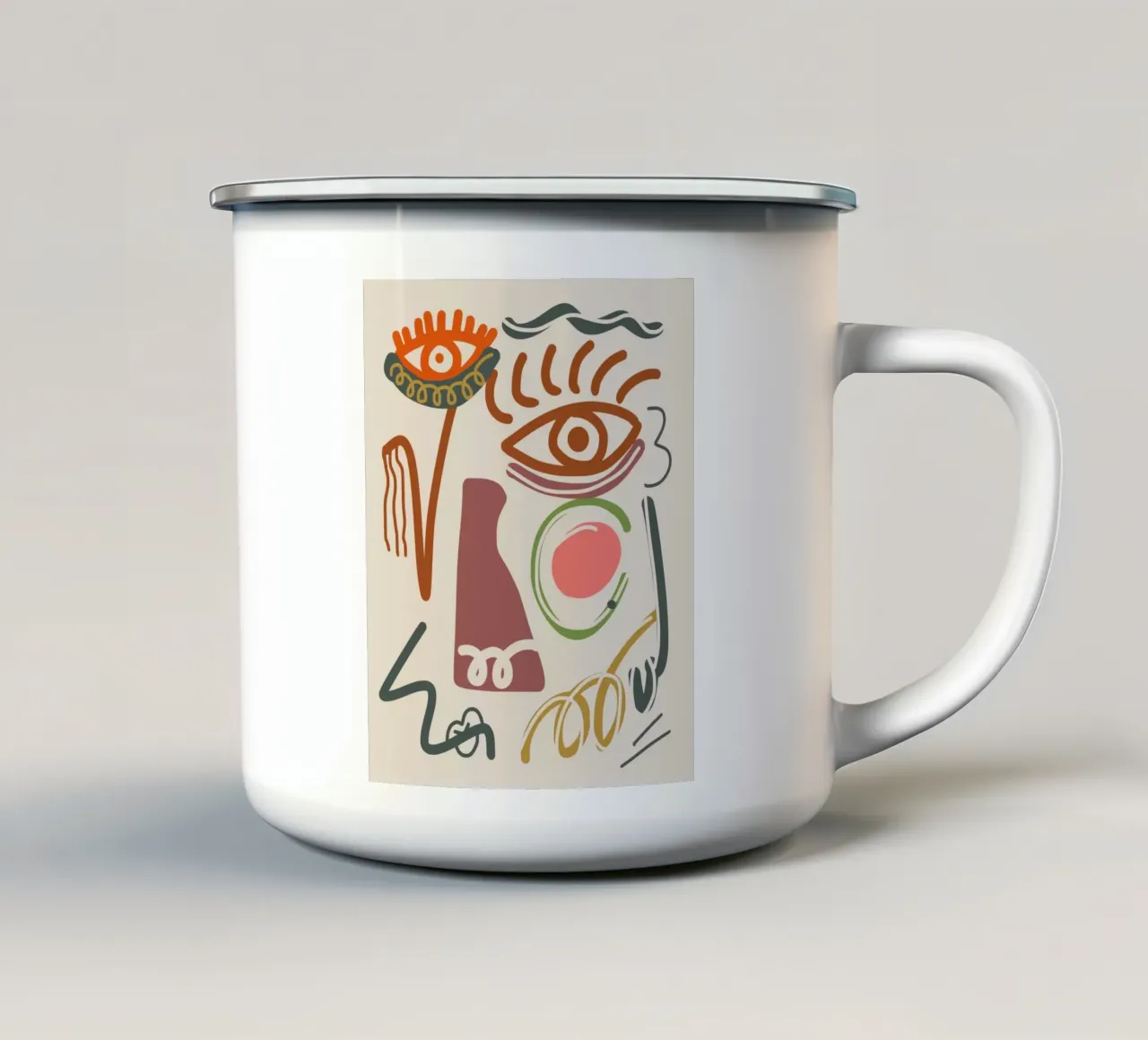 Line art massimalista 04 tazza in smalto da Little Dean