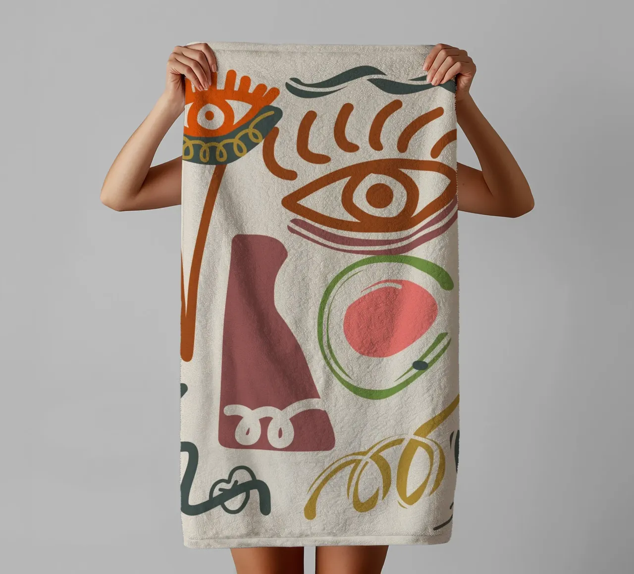 Maximalist line art 04 towel by Little Dean