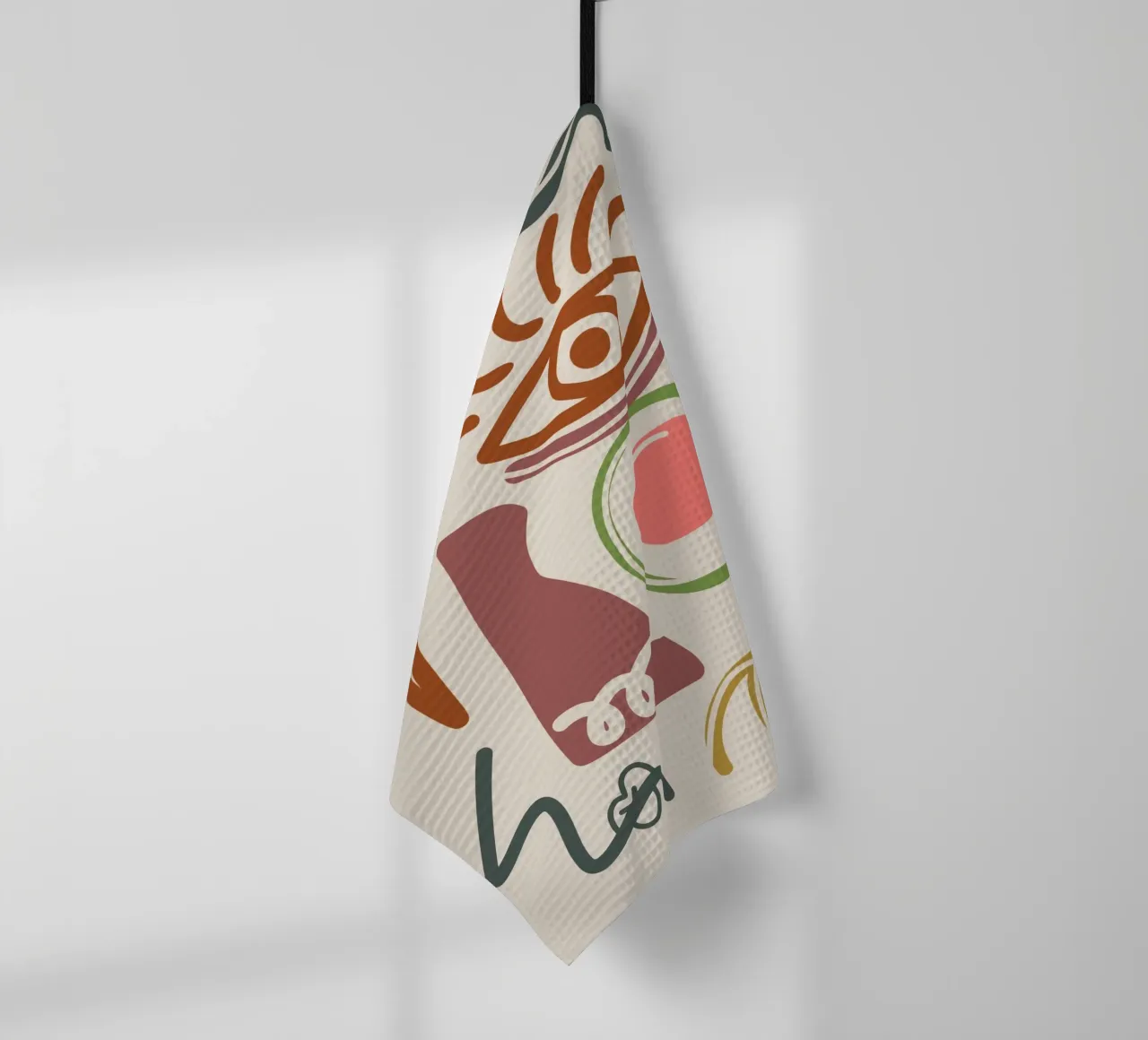 Maximalist line art 04 tea towel by Little Dean