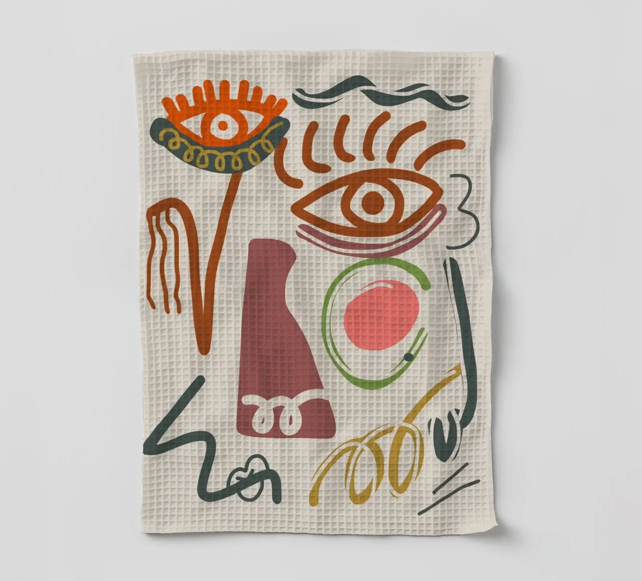 Maximalist line art 04 tea towel by Little Dean