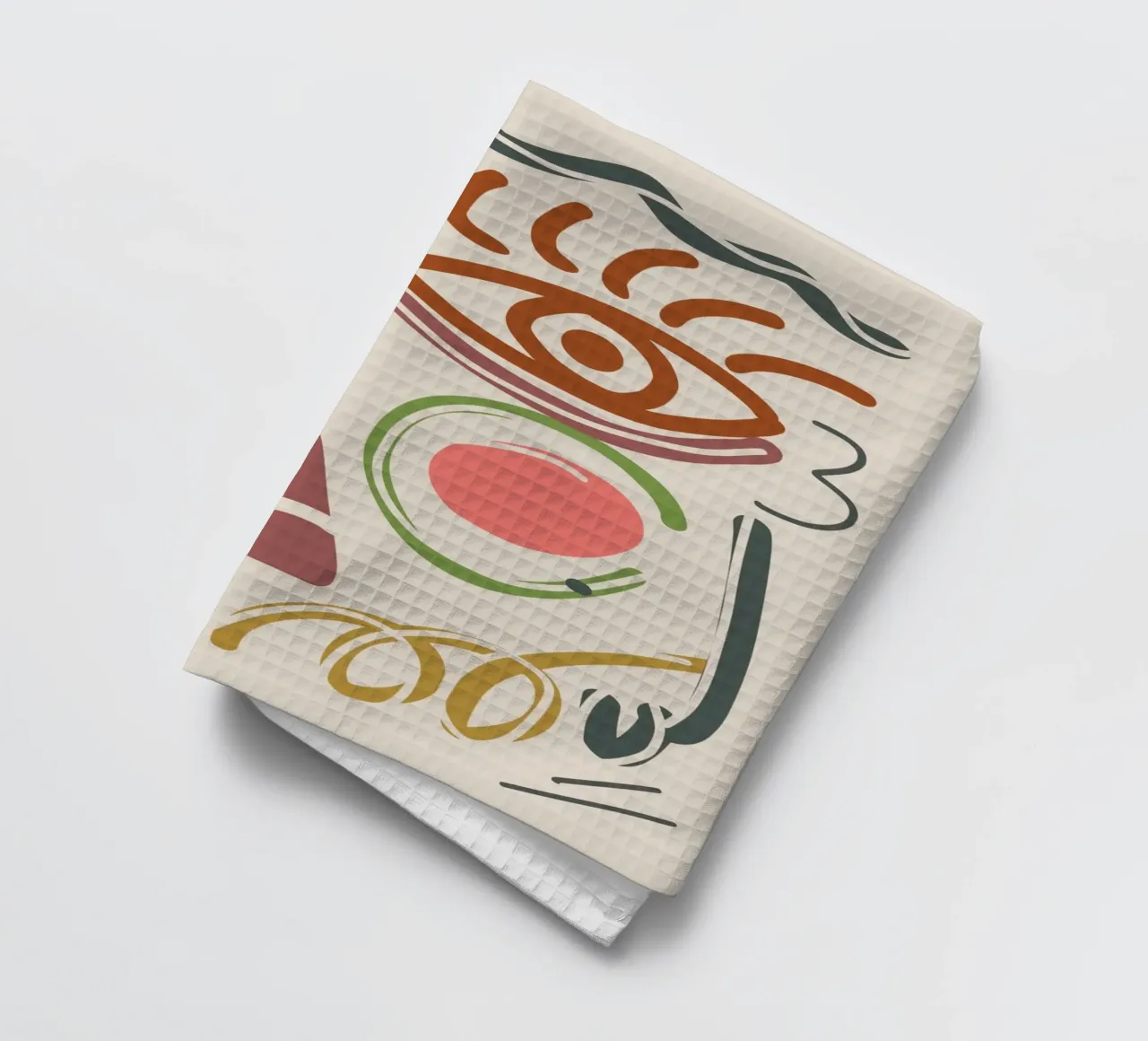 Maximalist line art 04 tea towel by Little Dean