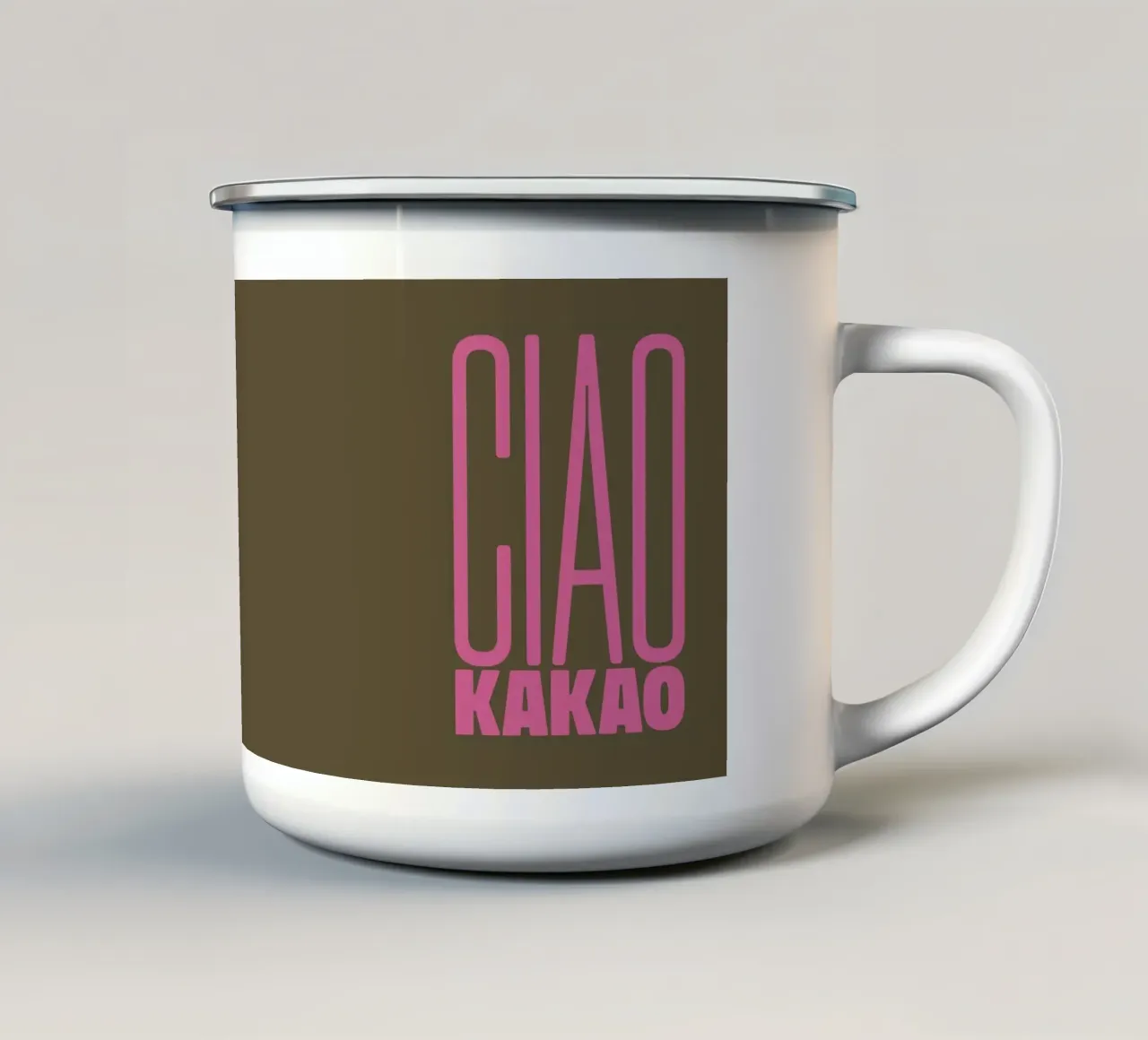 Ciao Cacao tazza in smalto da PurePeachStudio