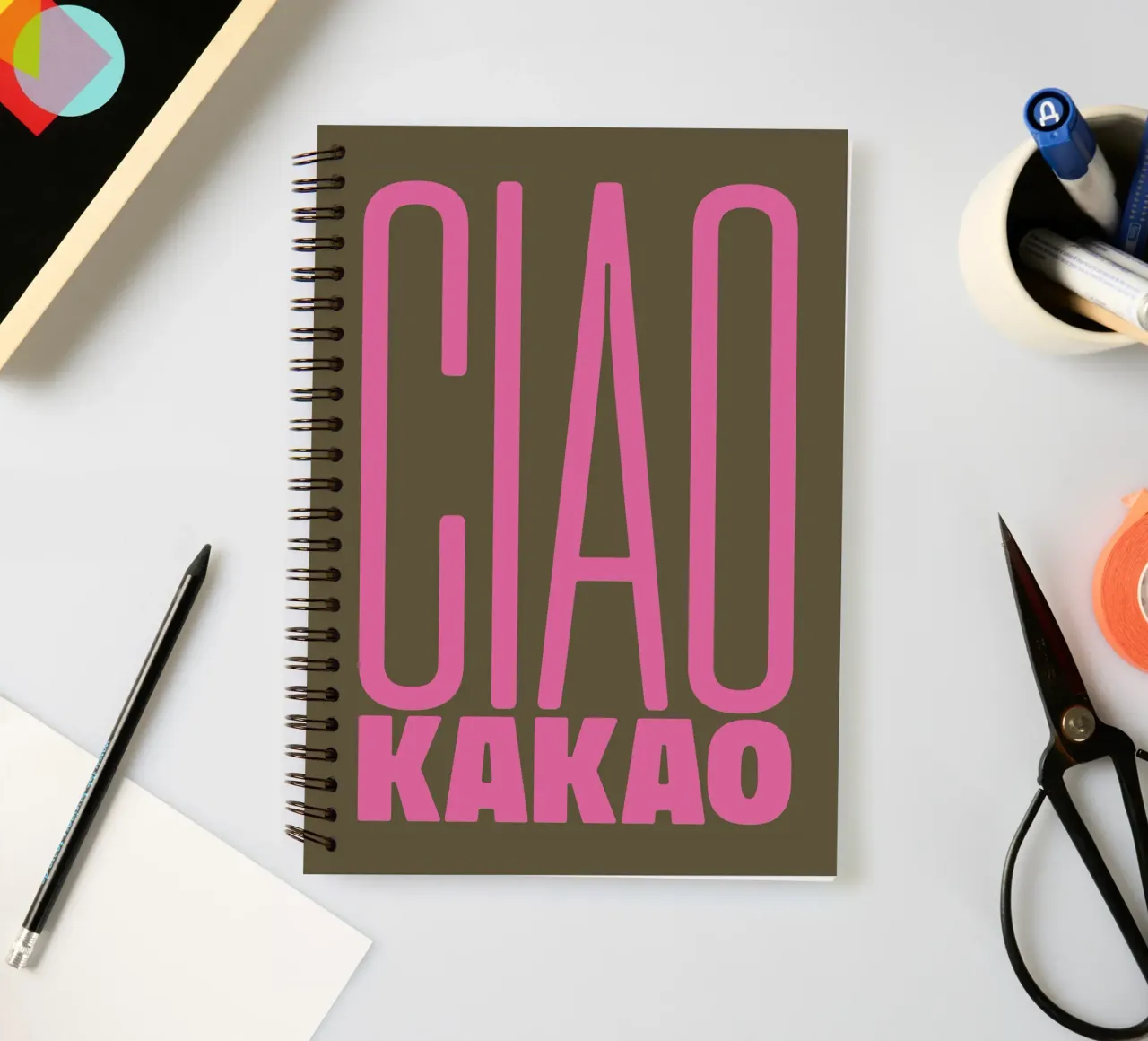 Ciao Cocoa spiral notebook by PurePeachStudio