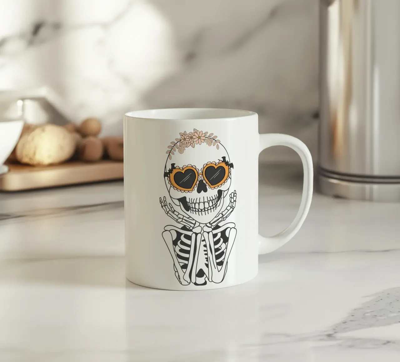 Squelette Rock'n'roll tazza in ceramica da Idées & Création