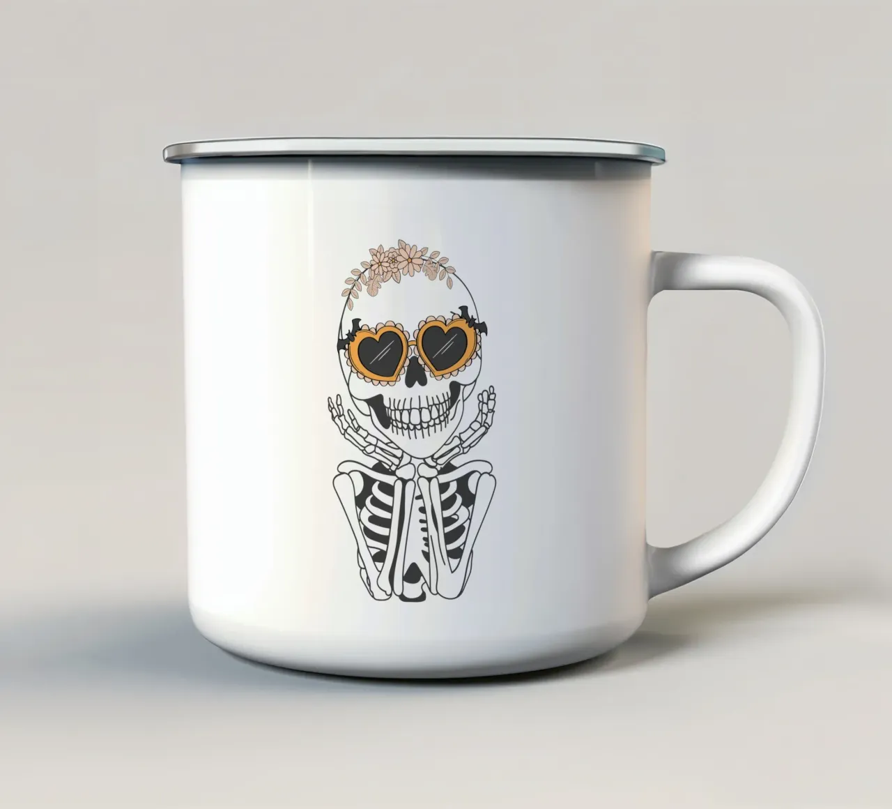 Squelette Rock'n'roll tazza in smalto da Idées & Création