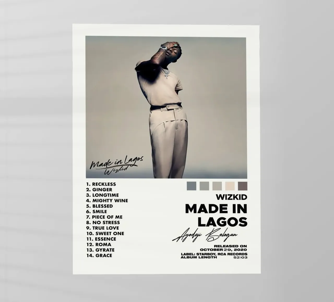 Wizkid Made In Lagos pellicola backlit da Raptor Metafora