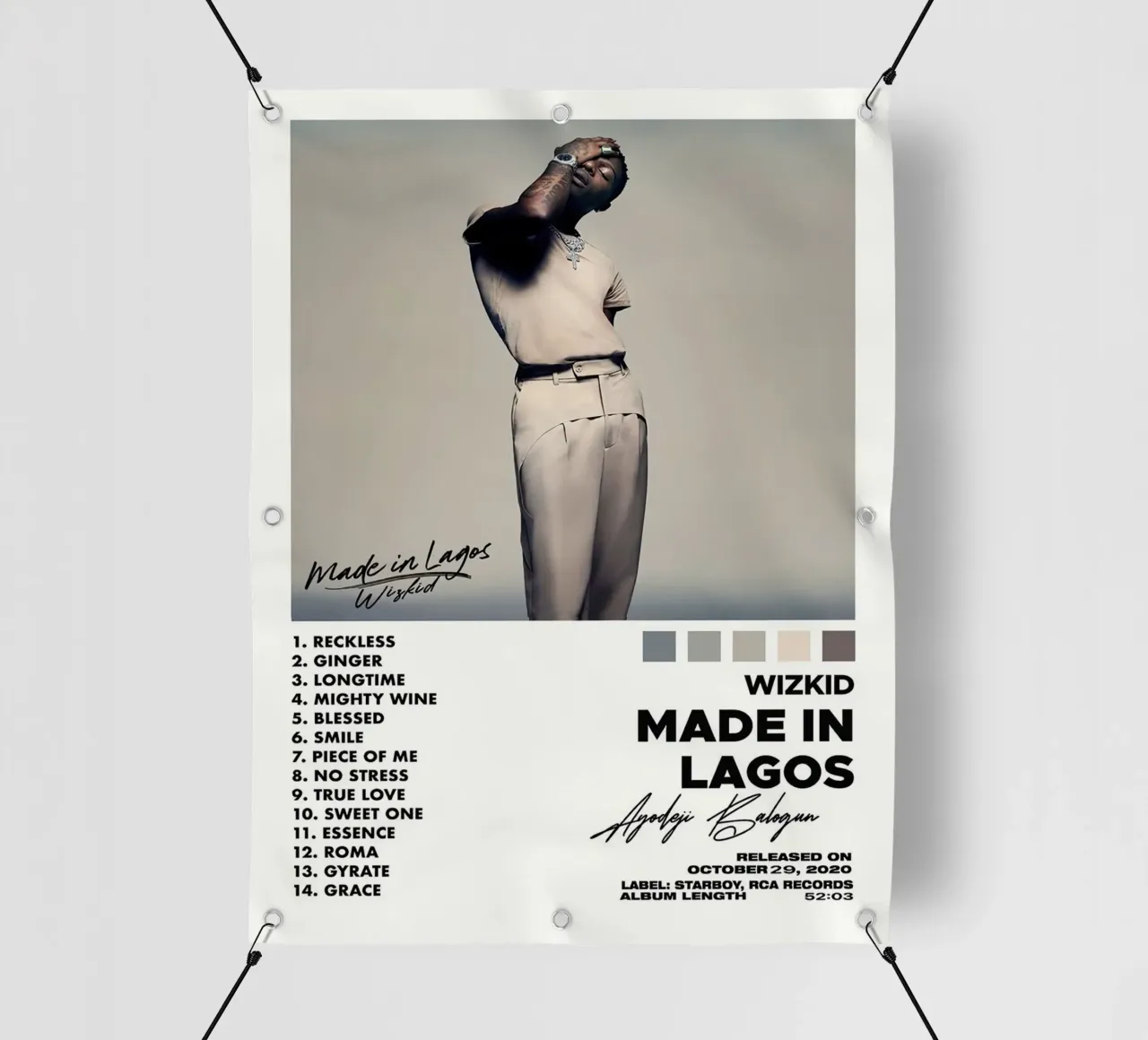 Wizkid Made In Lagos telo in pvc da Raptor Metafora