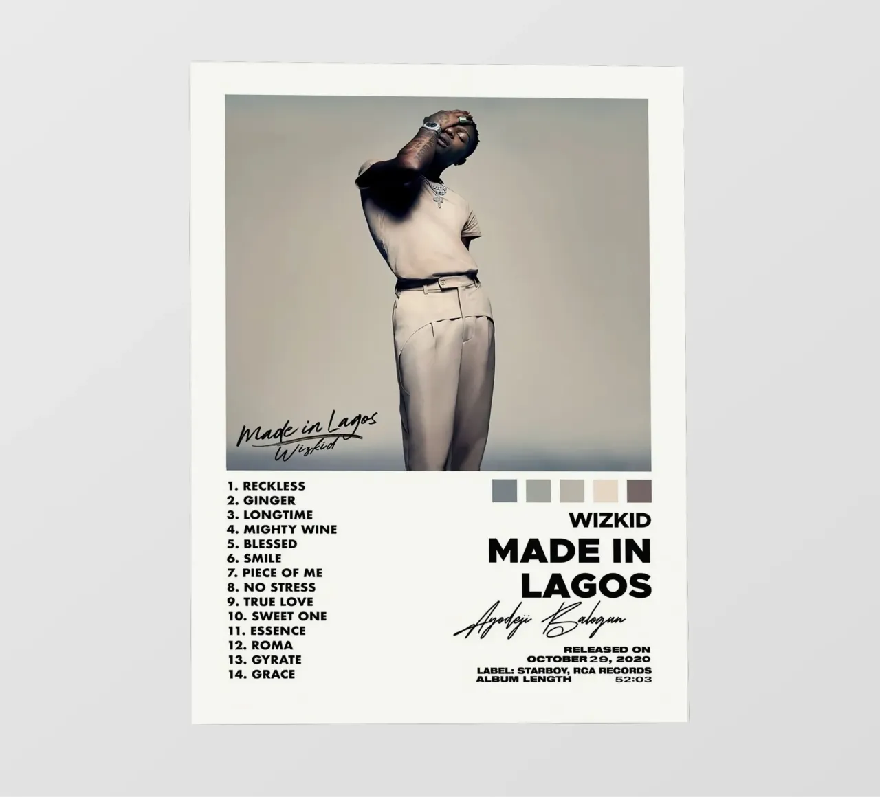 Wizkid Made In Lagos telo in pvc da Raptor Metafora