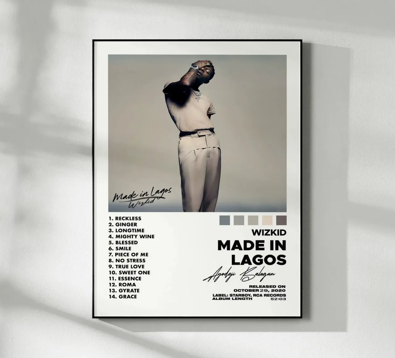 Wizkid Made In Lagos plexiglass da Raptor Metafora