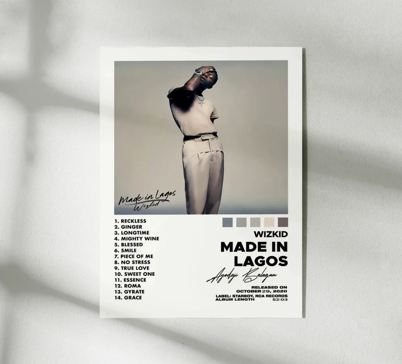 Wizkid Made In Lagos plexiglass da Raptor Metafora