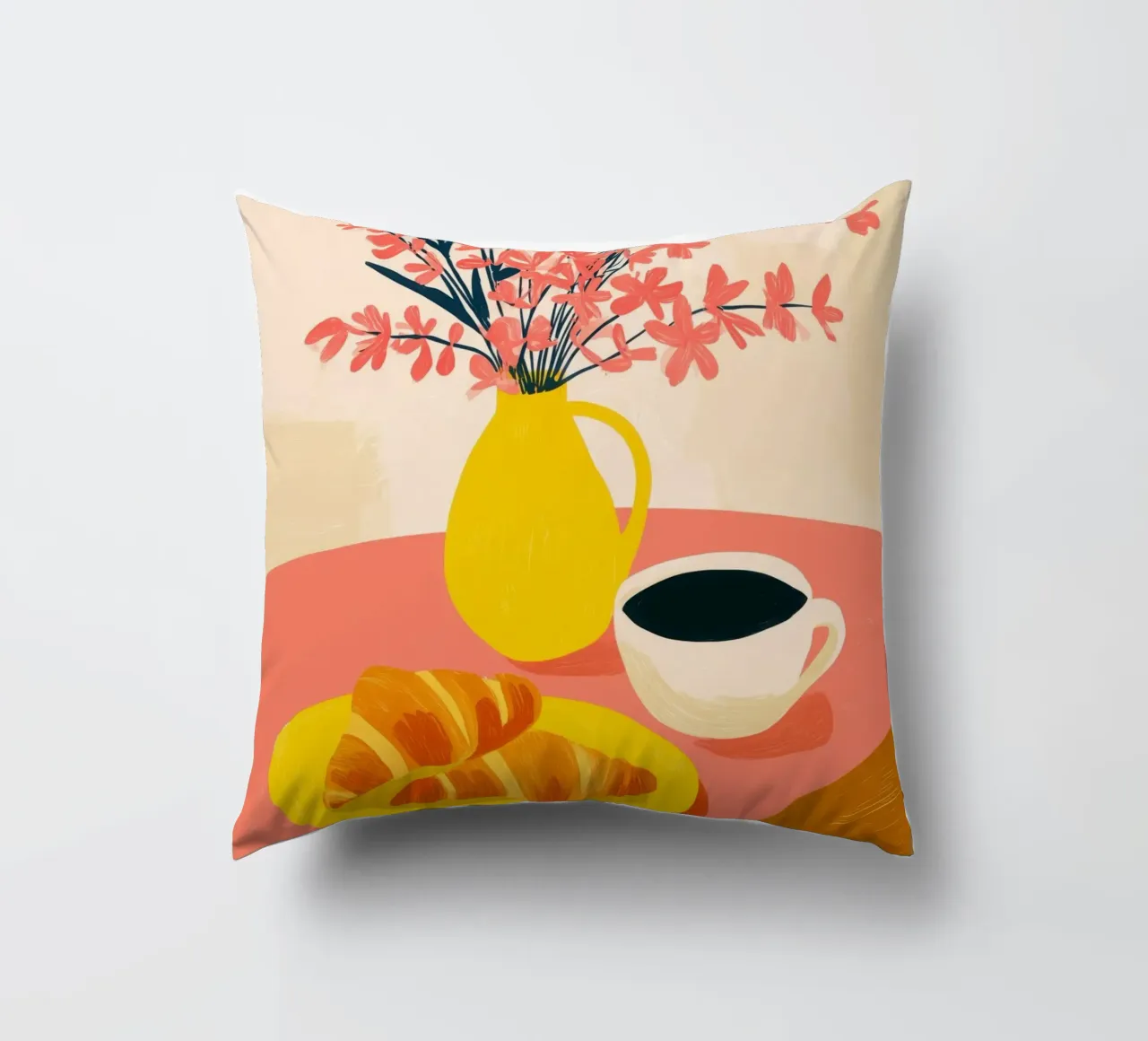 Colazione solare a base di dopamina con caffè e croissant cuscino da Autofocus