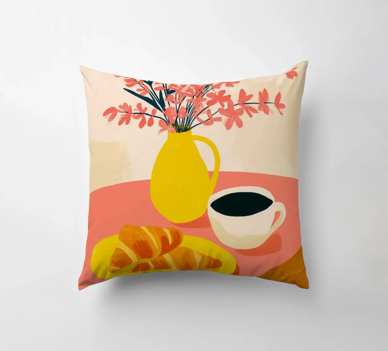Colazione solare a base di dopamina con caffè e croissant cuscino da Autofocus