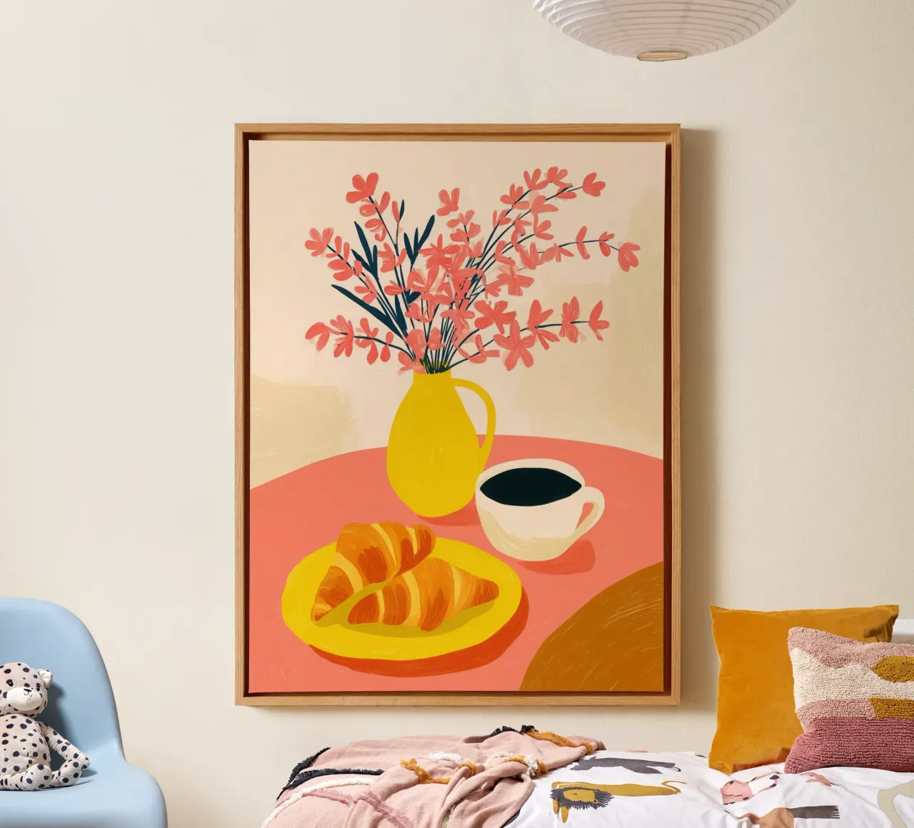 Colazione solare a base di dopamina con caffè e croissant tela da Autofocus