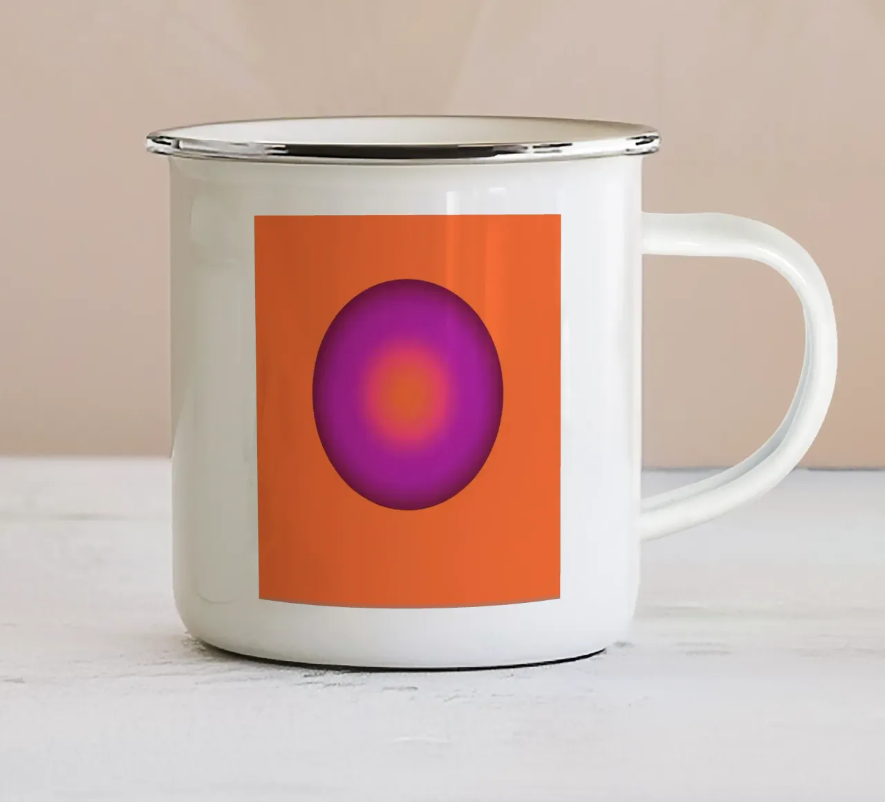 Kugelontwerp in lila en oranje emaille mok van BenCoStyle