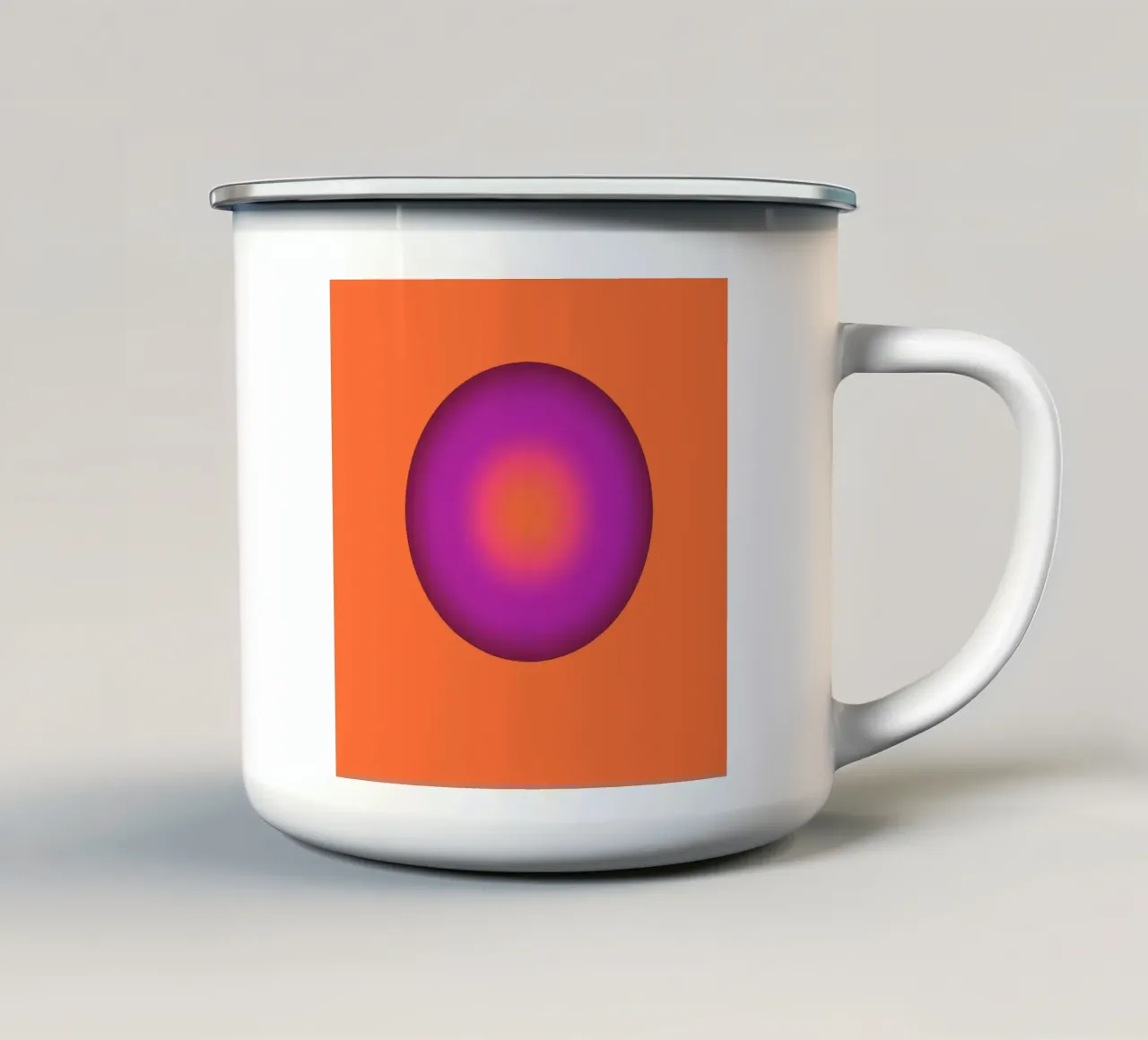 Kugelontwerp in lila en oranje emaille mok van BenCoStyle
