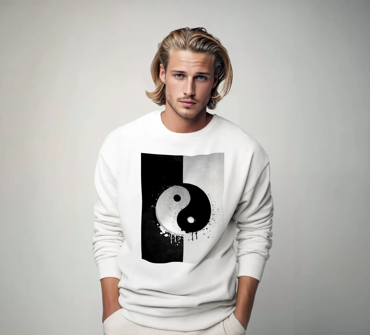 Bianco e nero Yin Yang felpa da Racheal Perez Mata