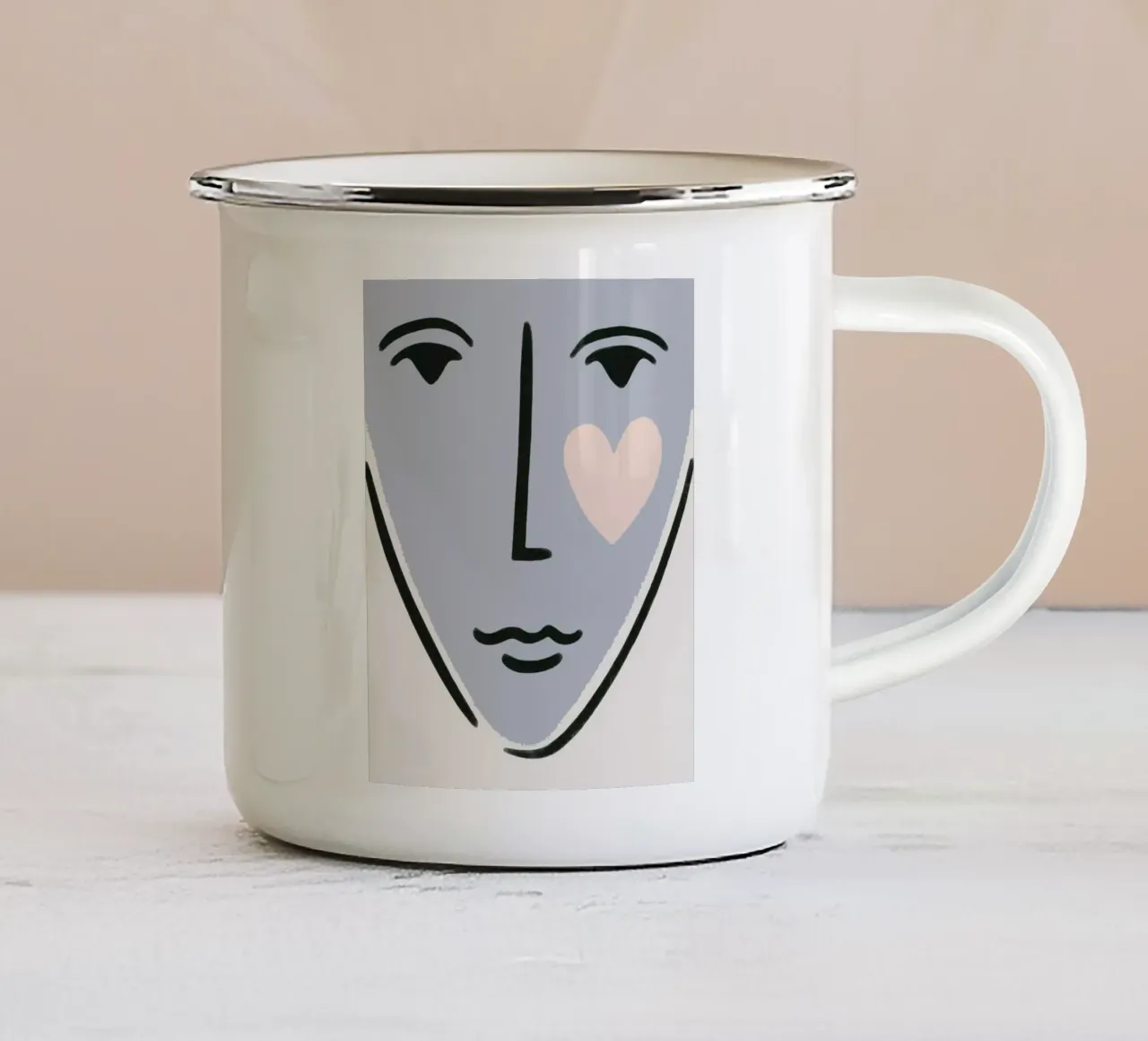 Dichiarazione d'amore | Viso con cuore tazza in smalto da Autofocus
