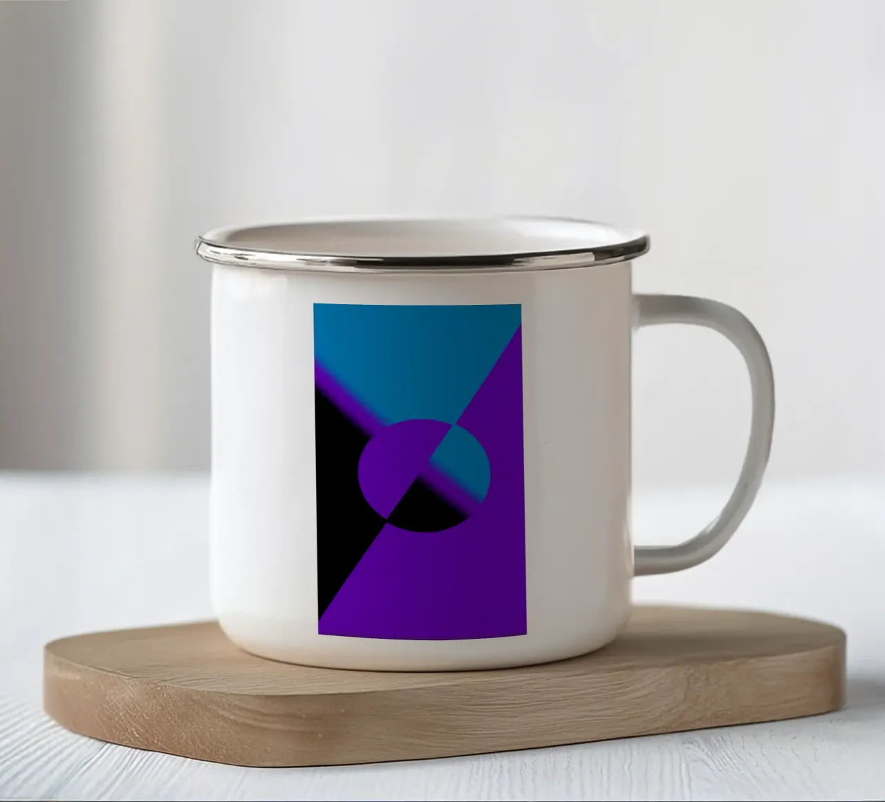Illustrazione astratta in viola e blu tazza in smalto da BenCoStyle