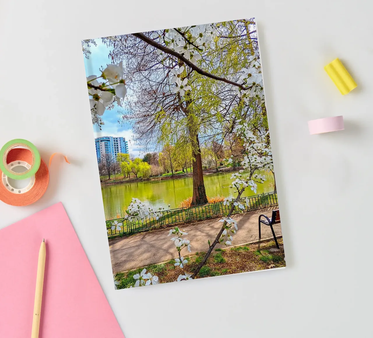 Spring Walk in the Park – Fine Art Print notebook by jay