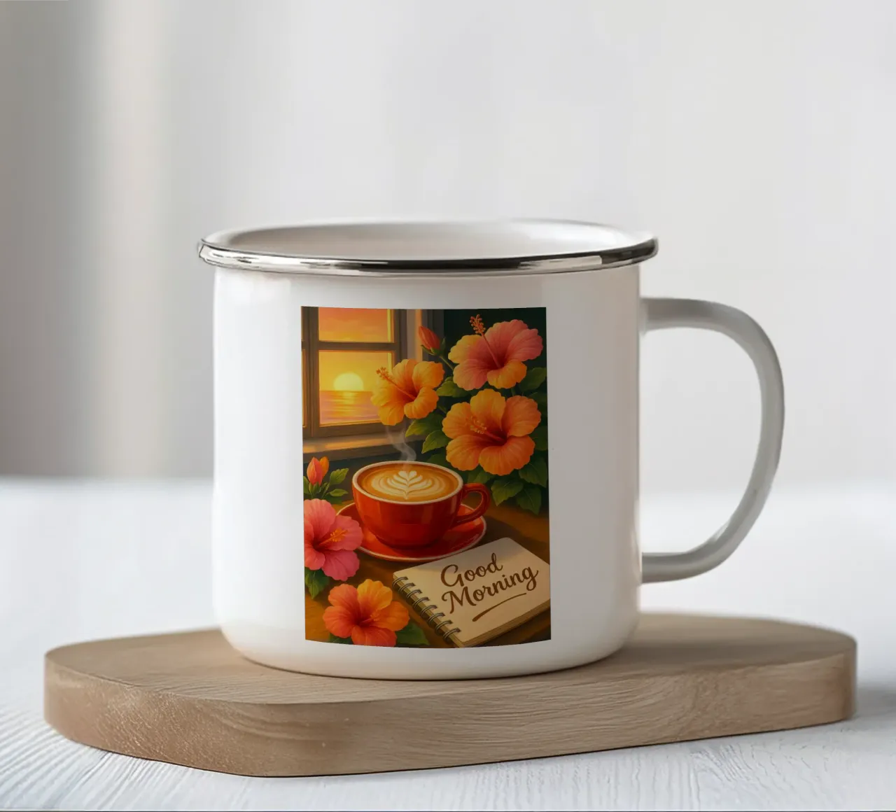 Flower With Coffee tazza in smalto da Jeff Studio