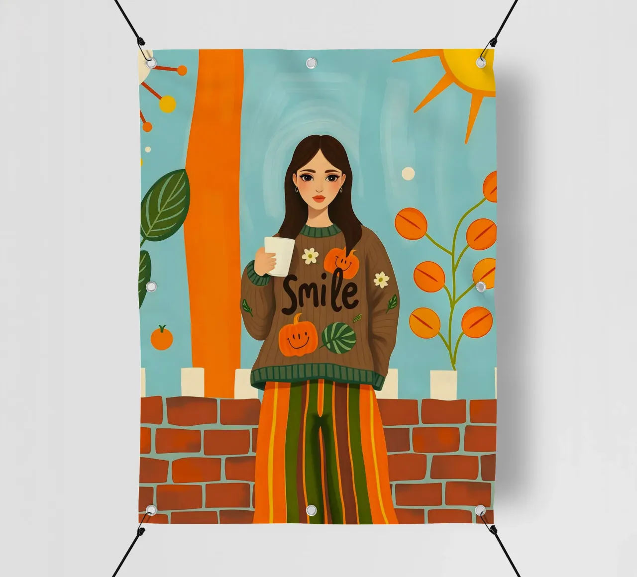 Donna calma in autunno telo in pvc da ARTOMATIC