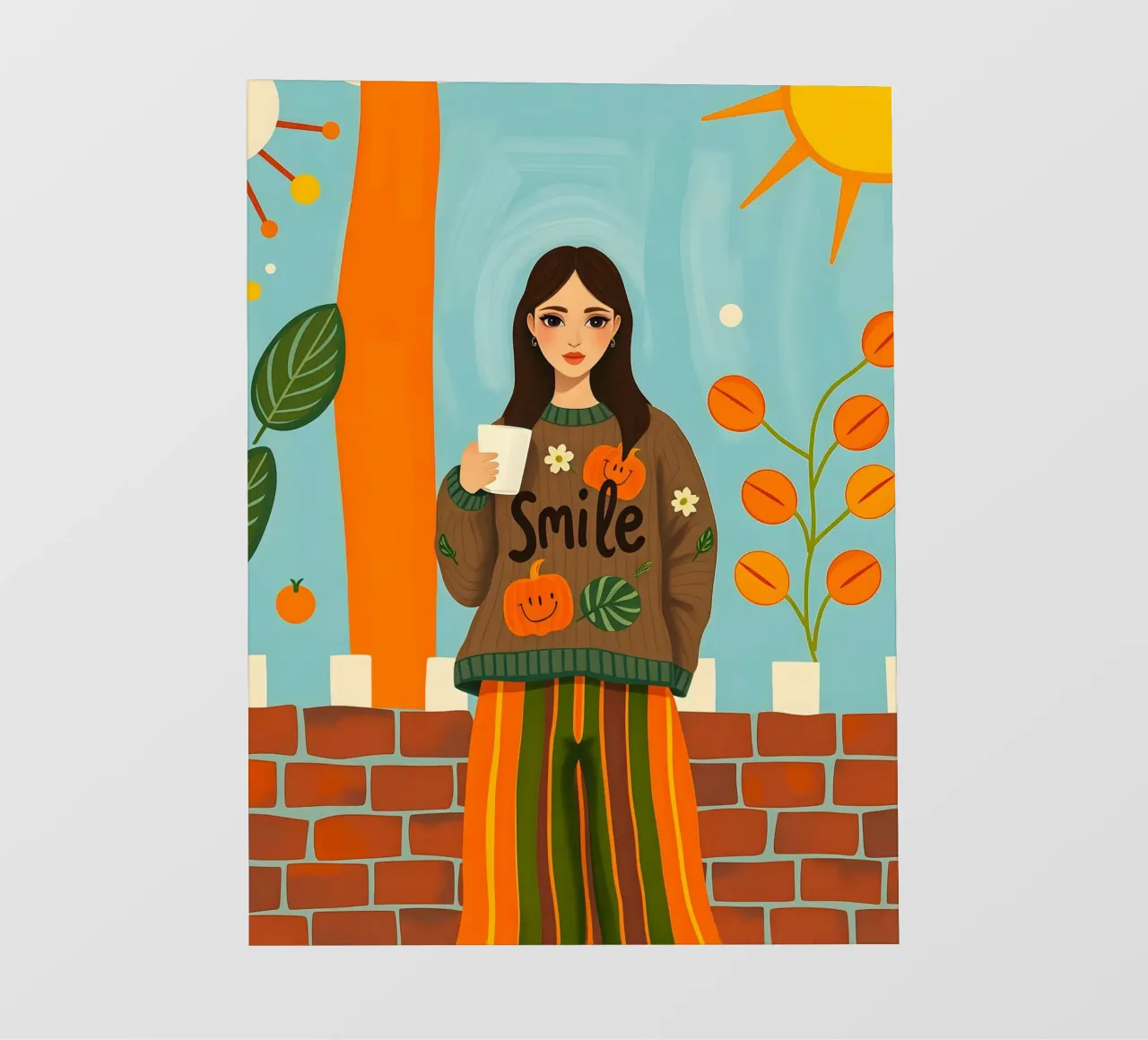 Donna calma in autunno telo in pvc da ARTOMATIC