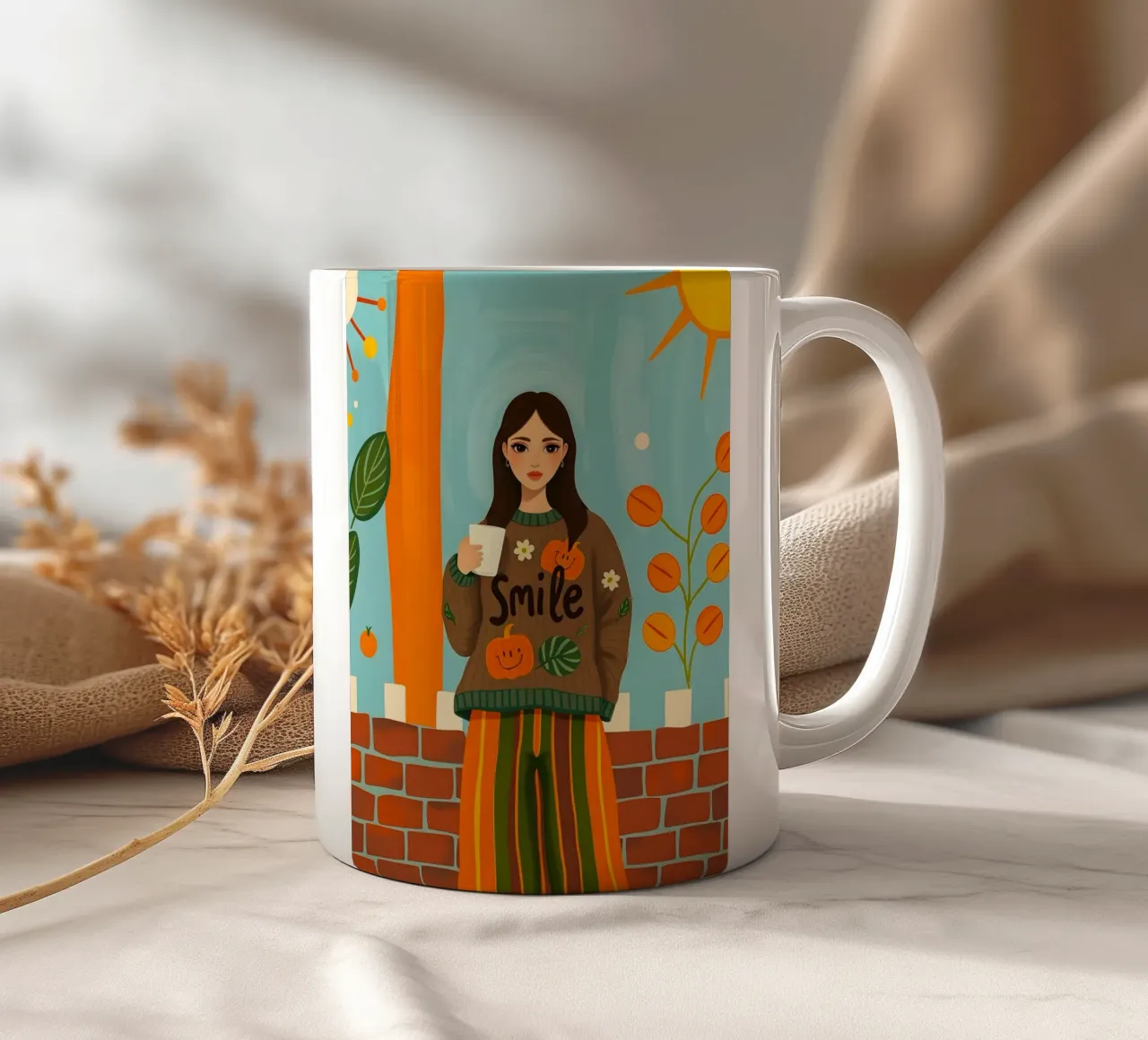 Donna calma in autunno tazza in ceramica da ARTOMATIC