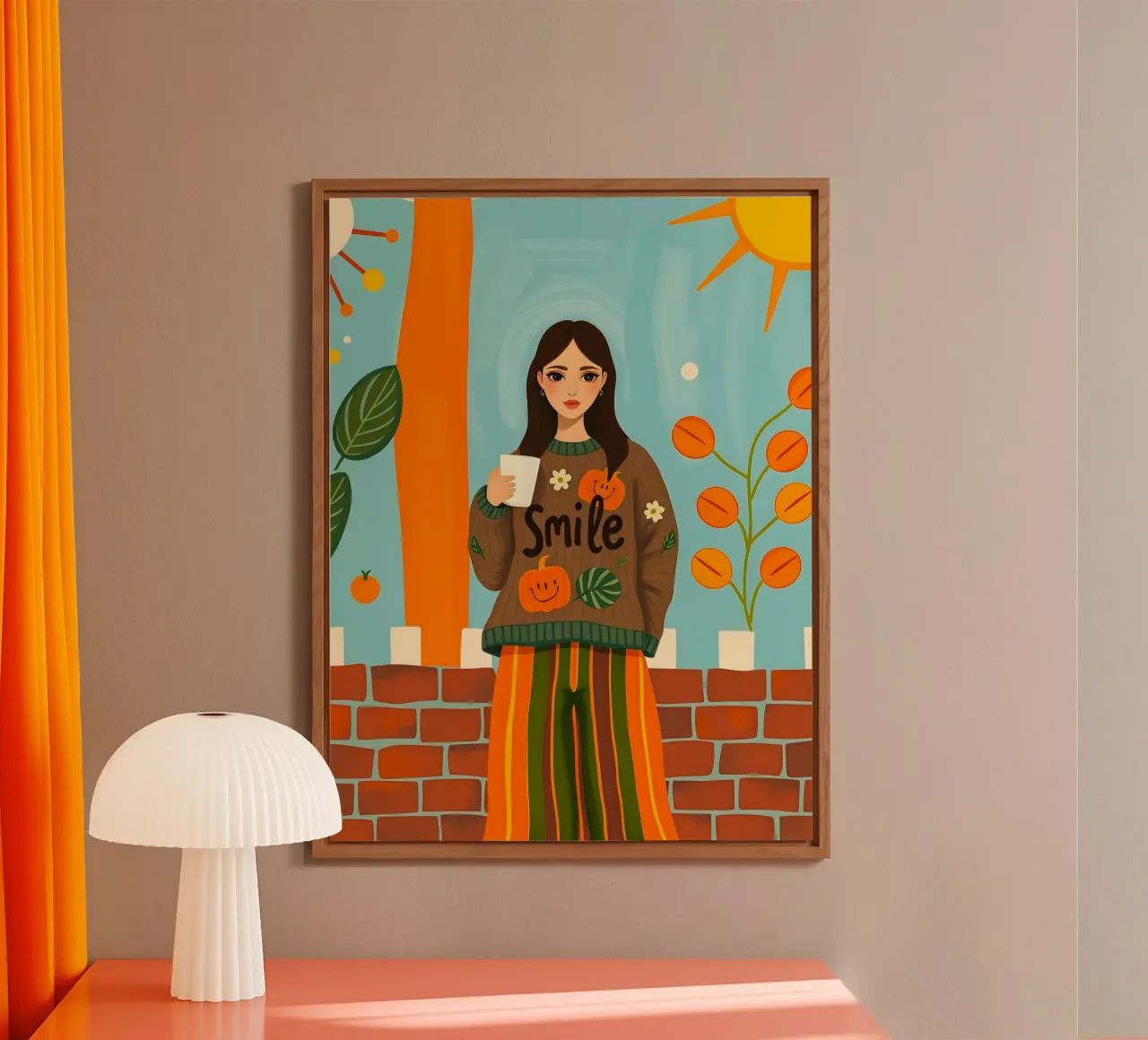 Donna calma in autunno alluminio dibond da ARTOMATIC