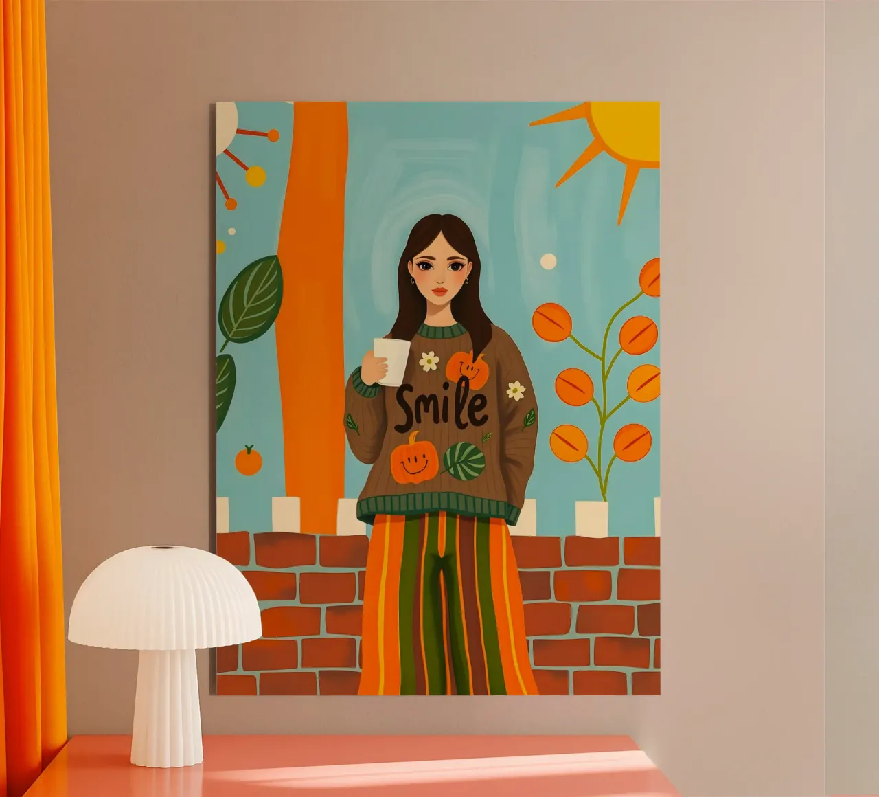 Donna calma in autunno alluminio dibond da ARTOMATIC