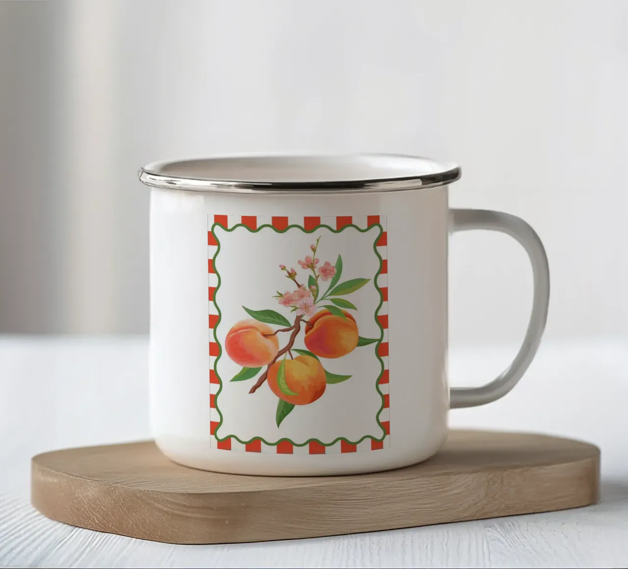 Arte da cucina con rami di fiori di pesco tazza in smalto da pdigitalprints