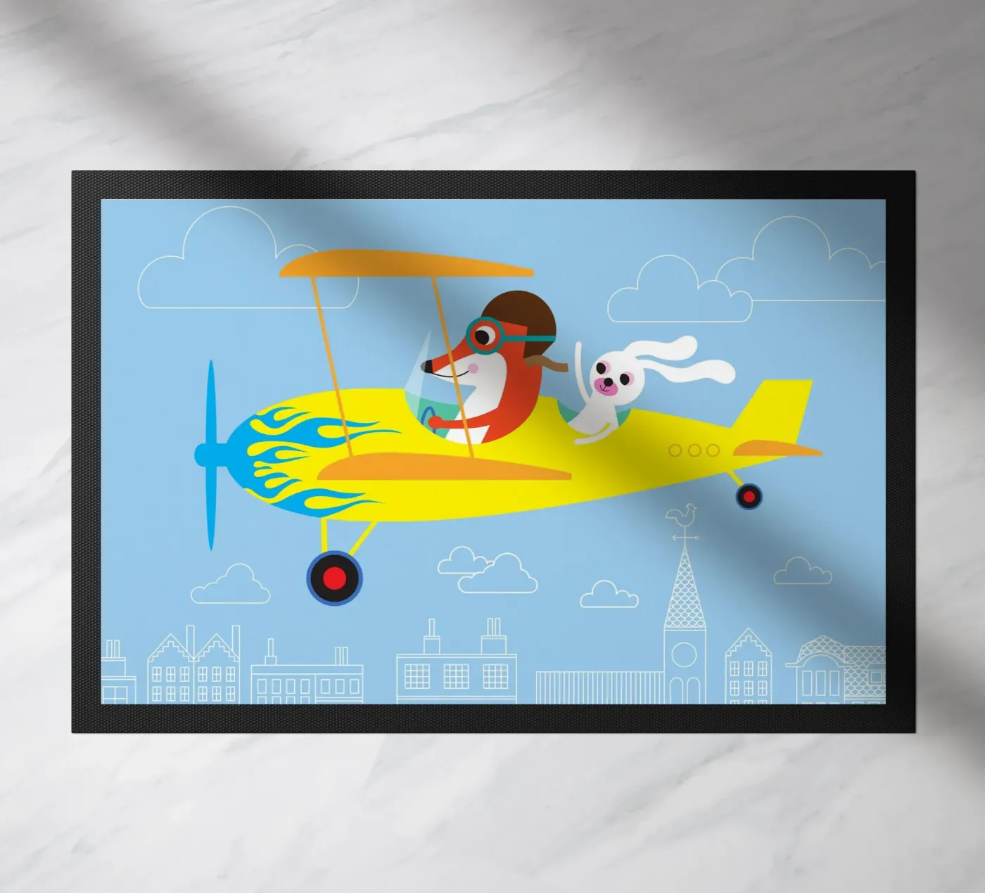 Fox and hare doormat by Looks n Brains